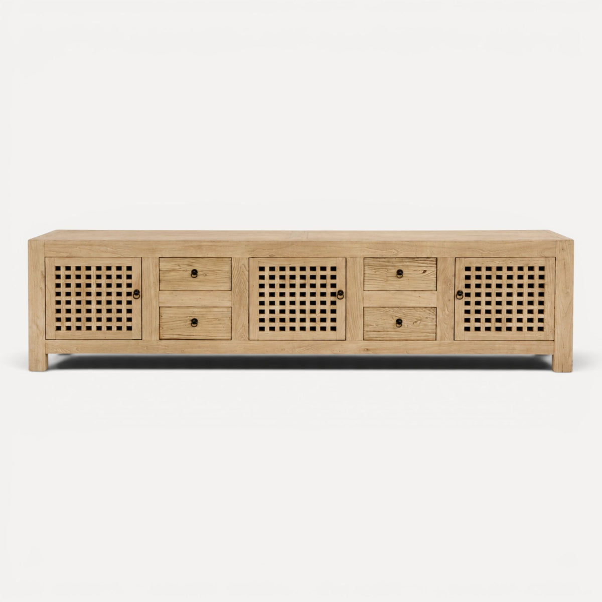 Elm Media Unit L2500mm - Lattice Doors Living Furniture Beachwood Designs Natural Elm
