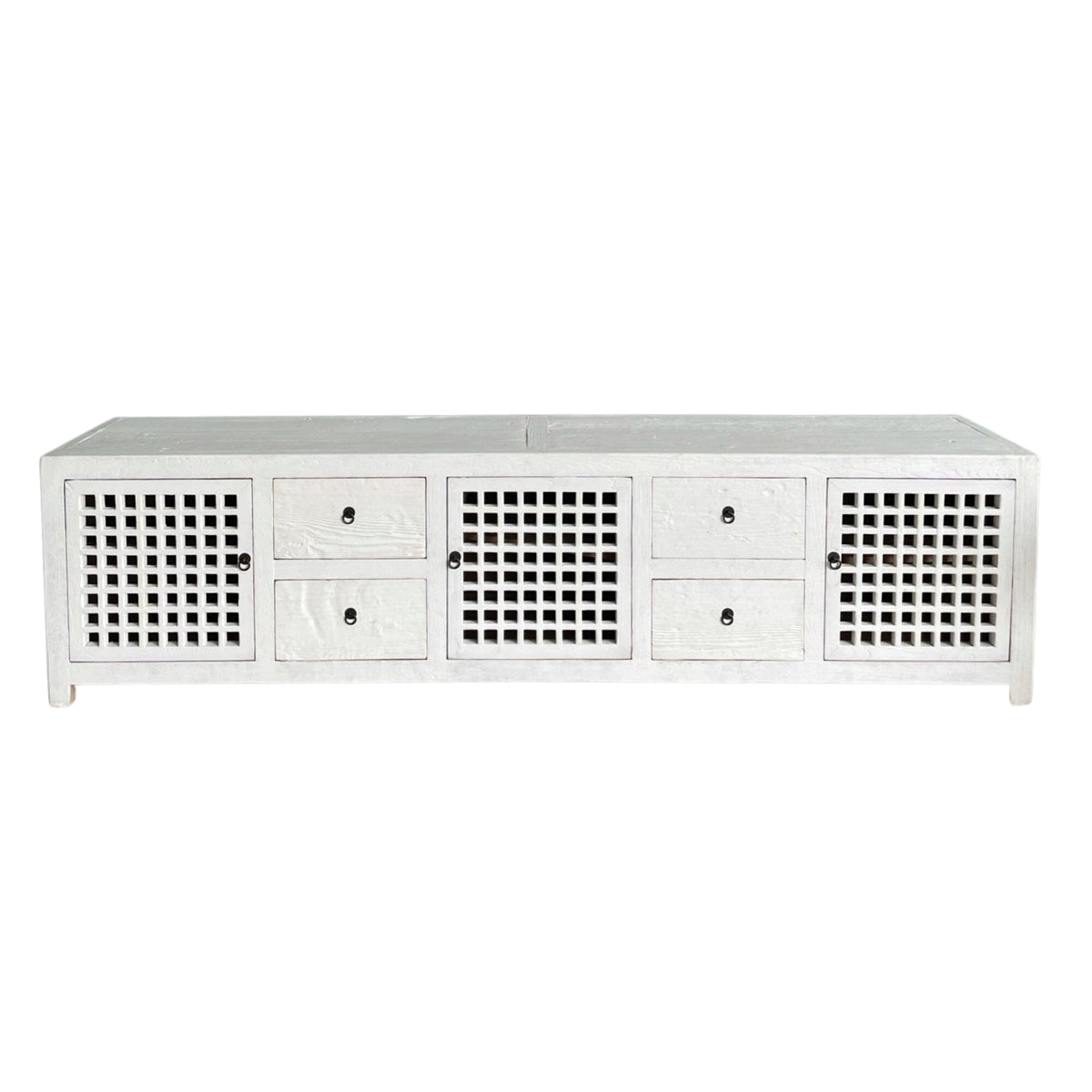 Elm Media Unit L2500mm - Lattice Doors Living Furniture Beachwood Designs White