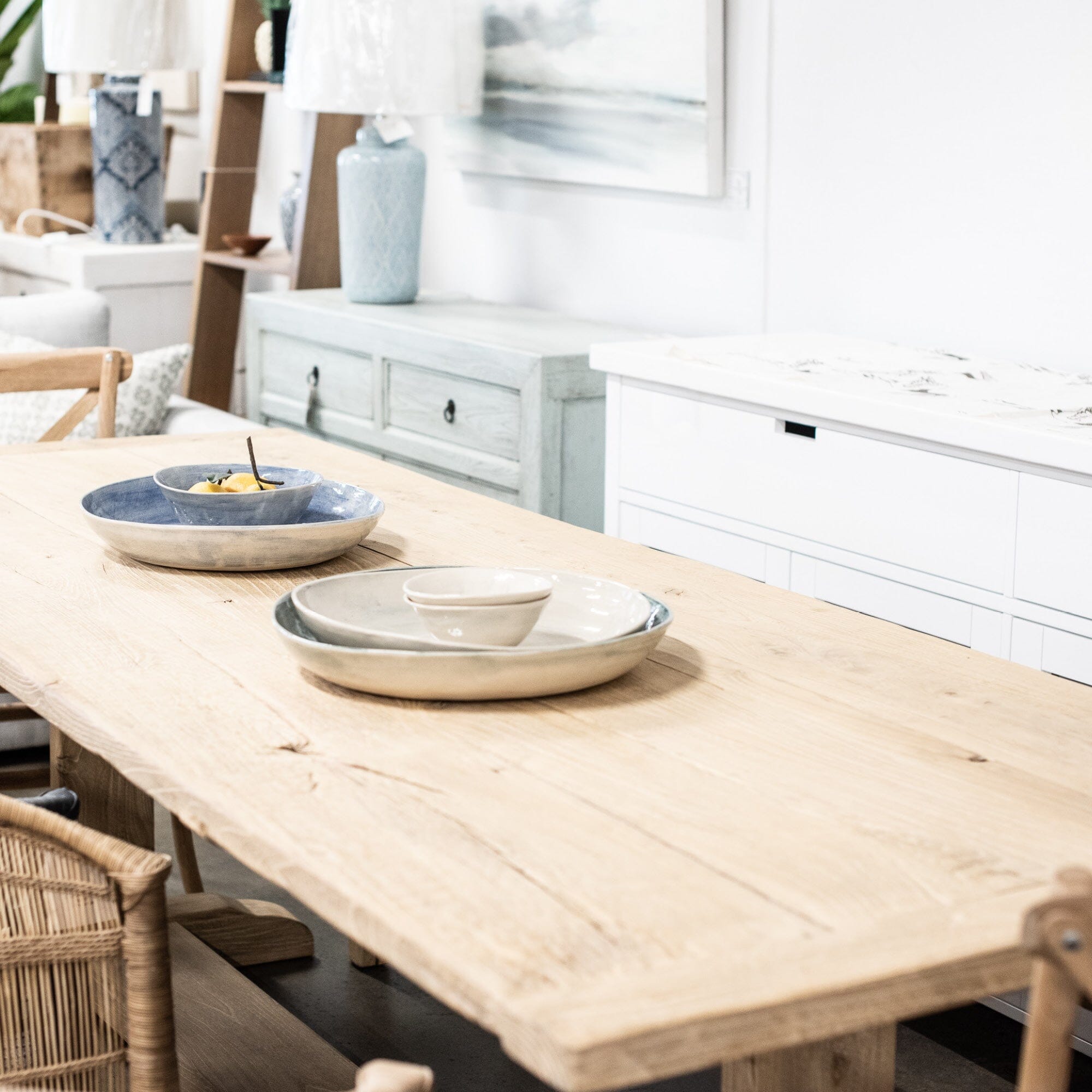 Elm Pedestal Dining Table L2400mm - Natural Dining Furniture Beachwood Designs