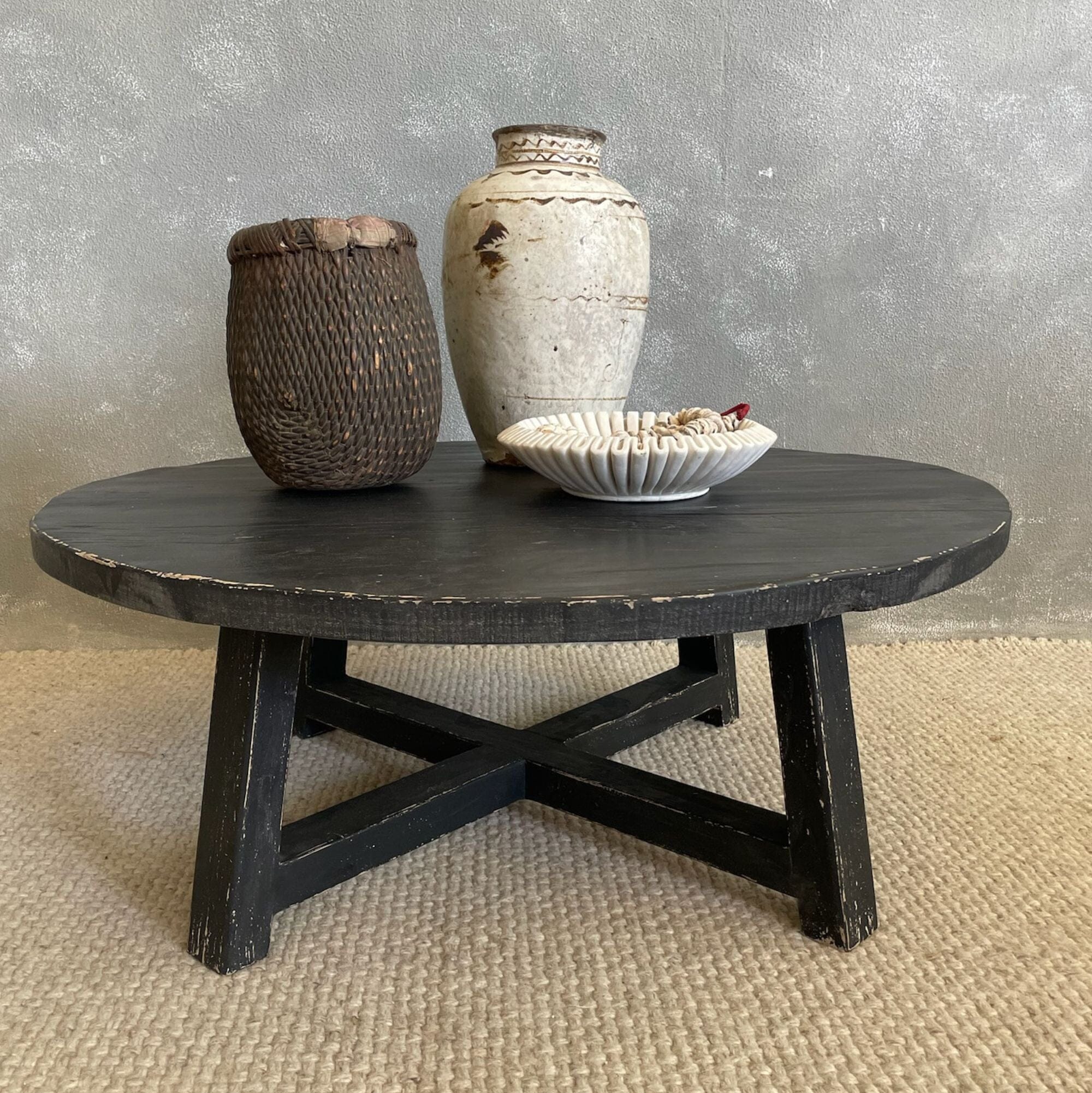 Elm Round Coffee Table - D1050mm - Black Living Furniture Beachwood Designs