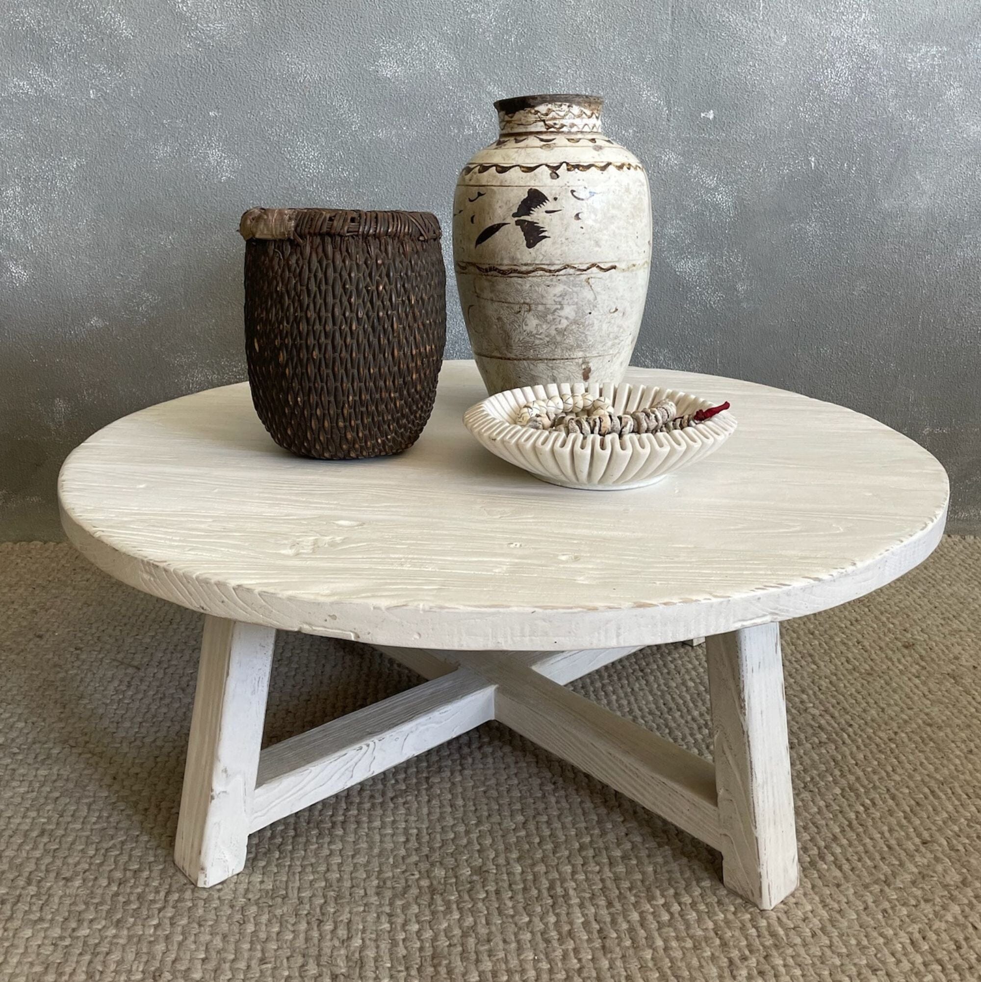 Elm Round Coffee Table - D1050mm - White Living Furniture Beachwood Designs