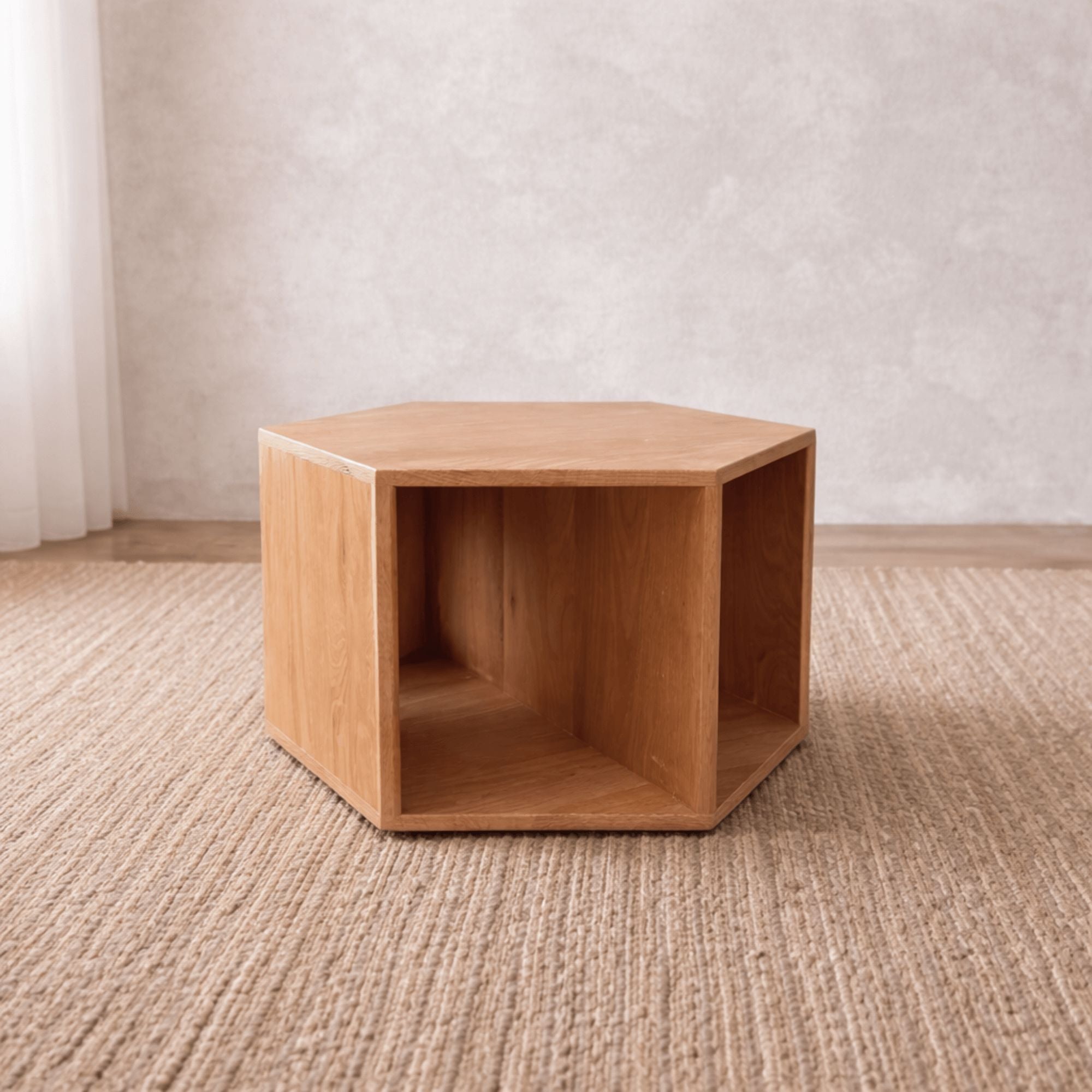 Freya Oak Hexagon Side Table Living Furniture Beachwood Designs
