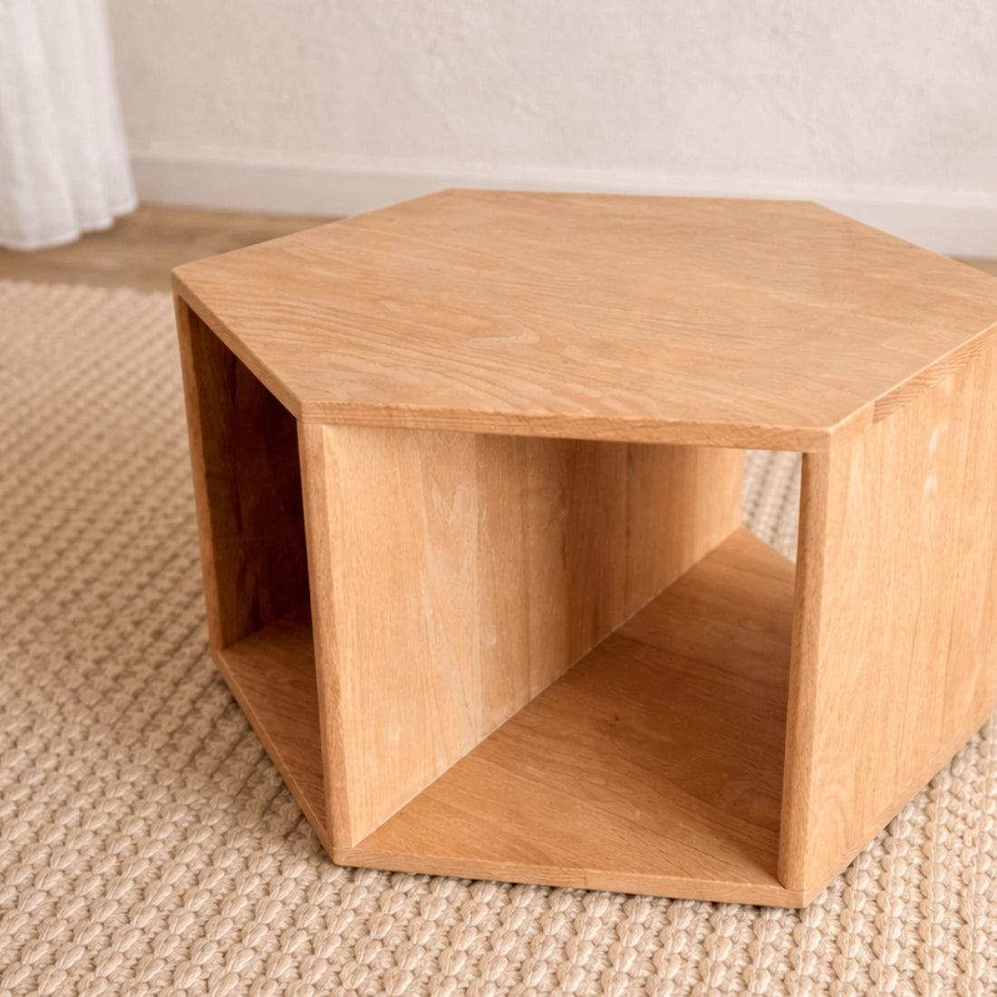 Freya Oak Hexagon Side Table Living Furniture Beachwood Designs