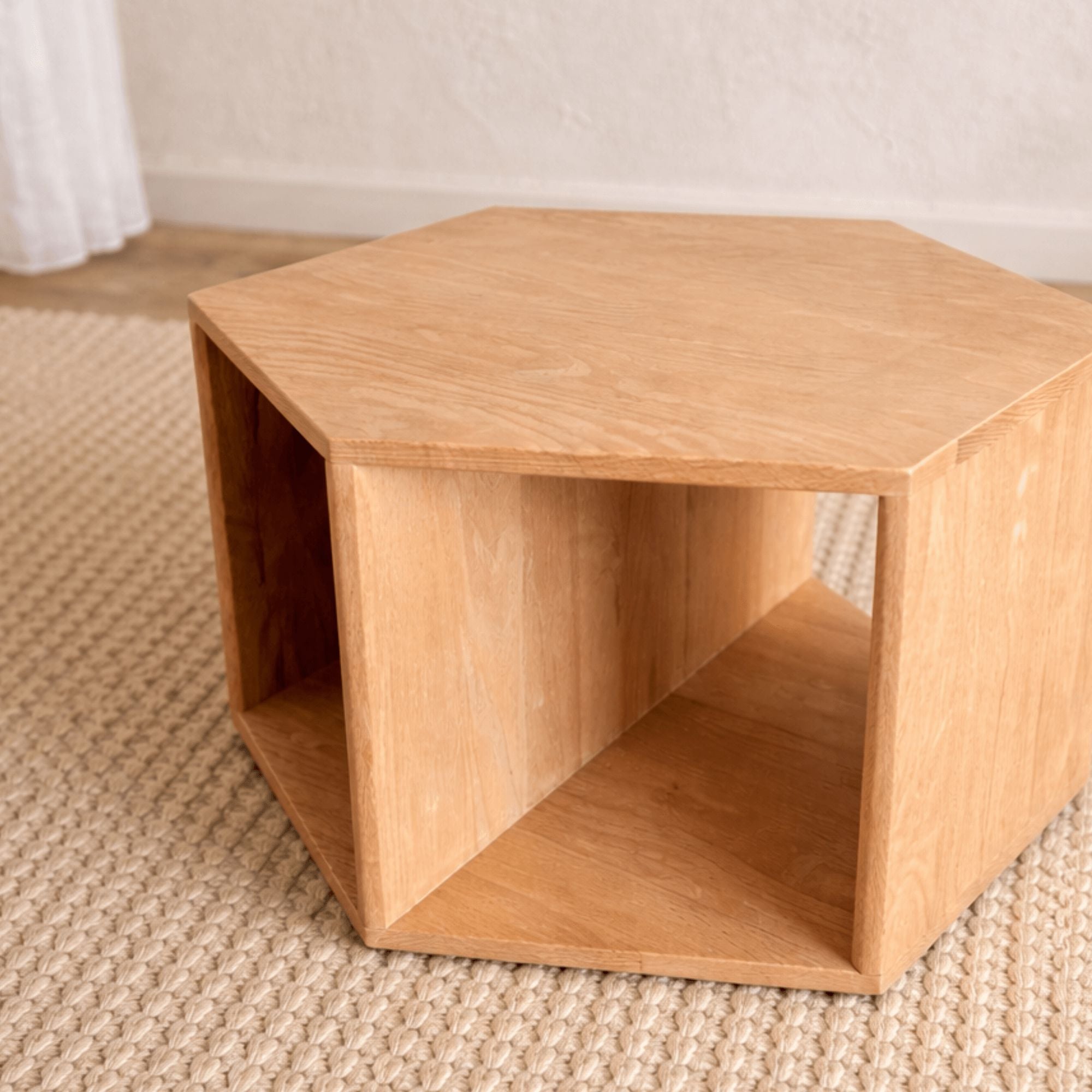 Freya Oak Hexagon Side Table Living Furniture Beachwood Designs