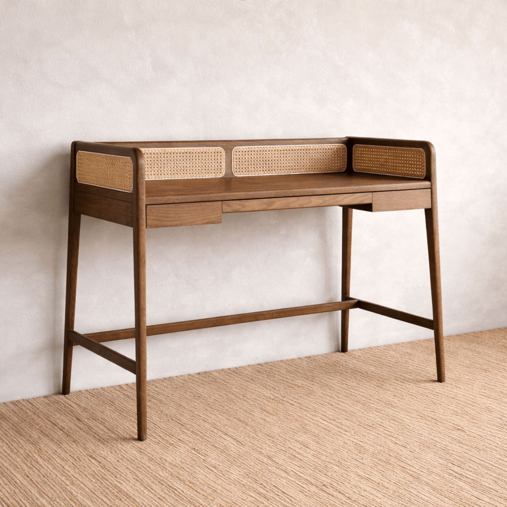 Freya Rattan Desk Office Furniture Beachwood Designs Jasper Oak