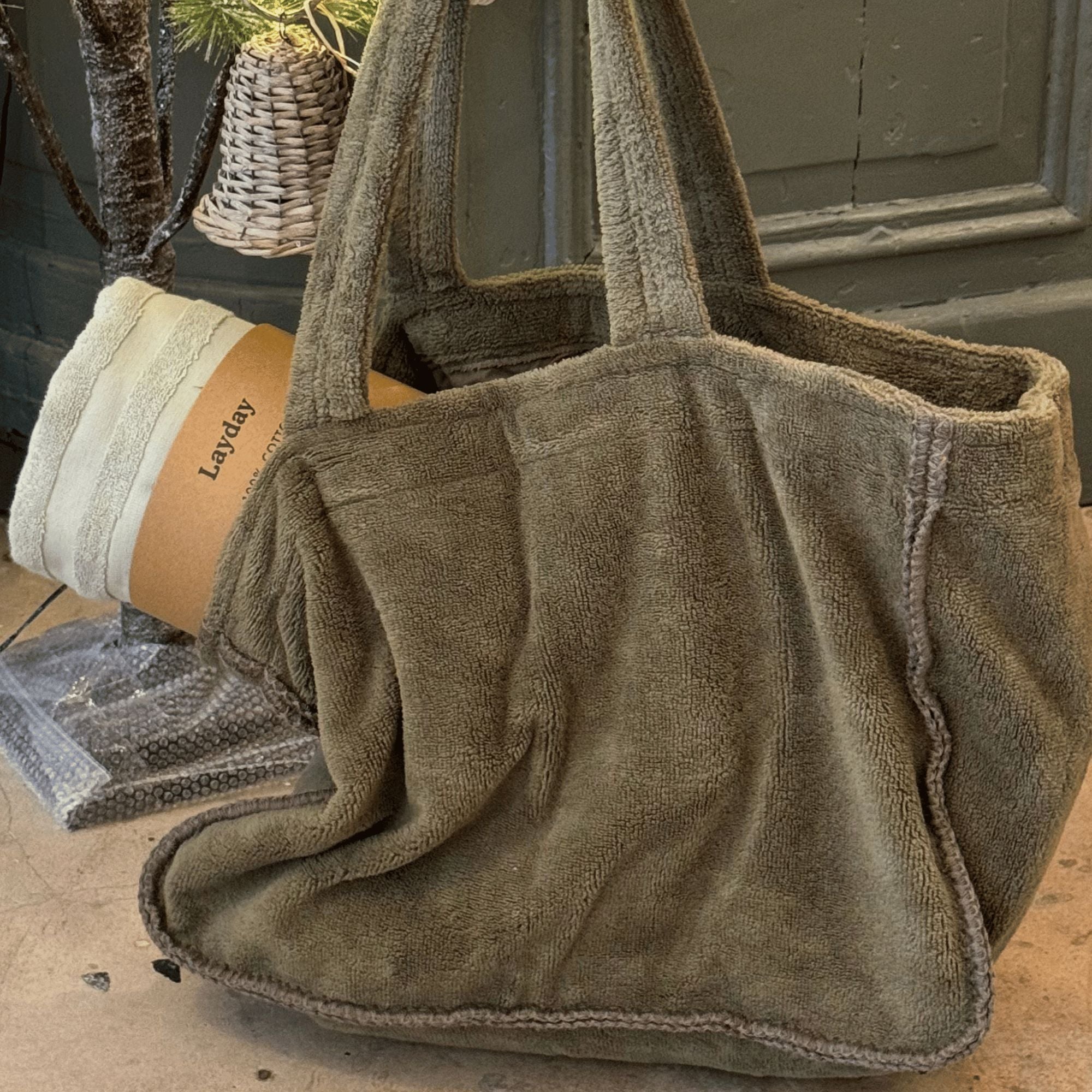 Green Terry Carry-All Tote Bag Homewares Beachwood Designs