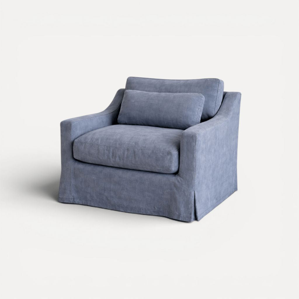 Hamilton Sofa - 1 Seater Living Furniture Beachwood Designs Cobalt Linen