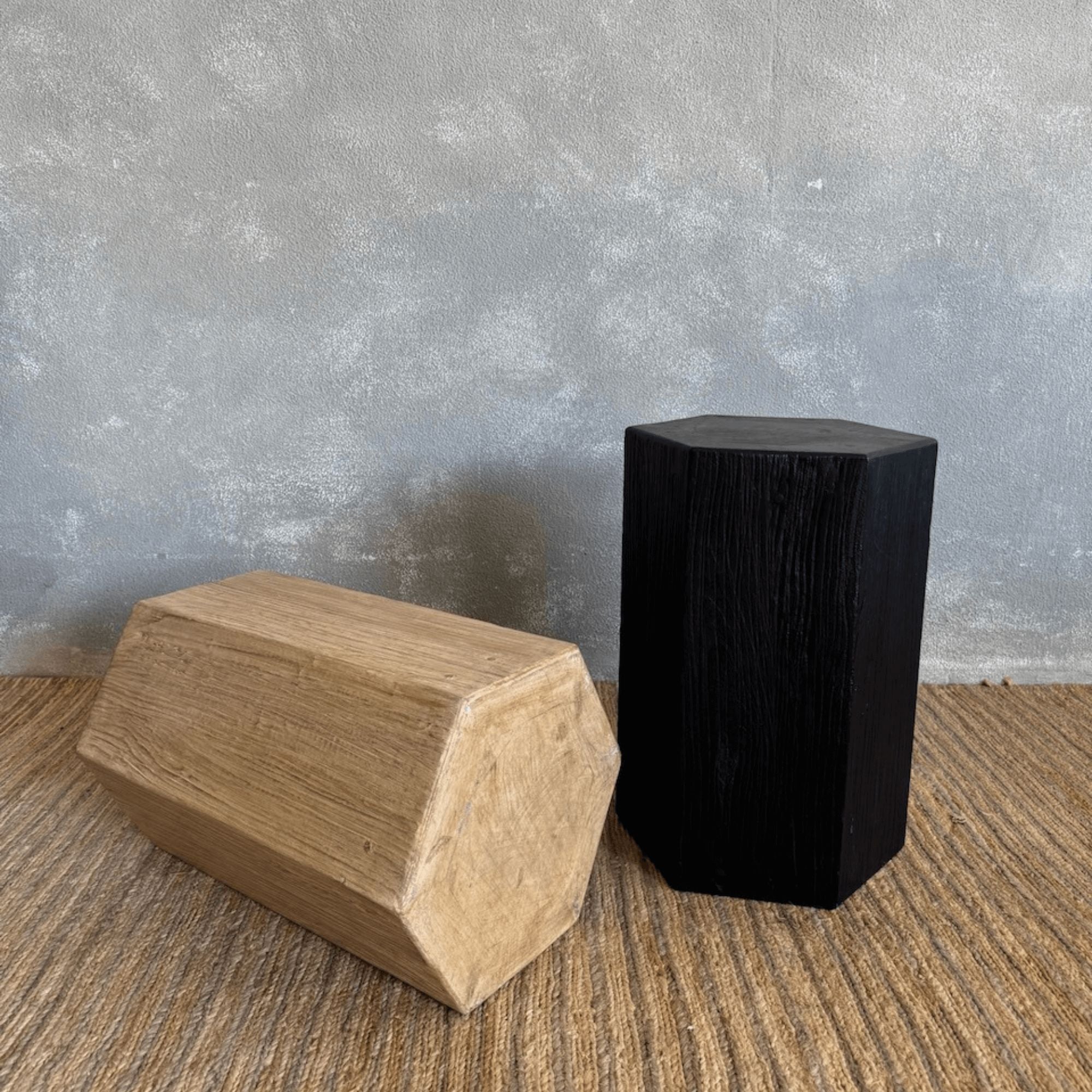 Hexagon Elm Side Table Living Furniture Beachwood Designs