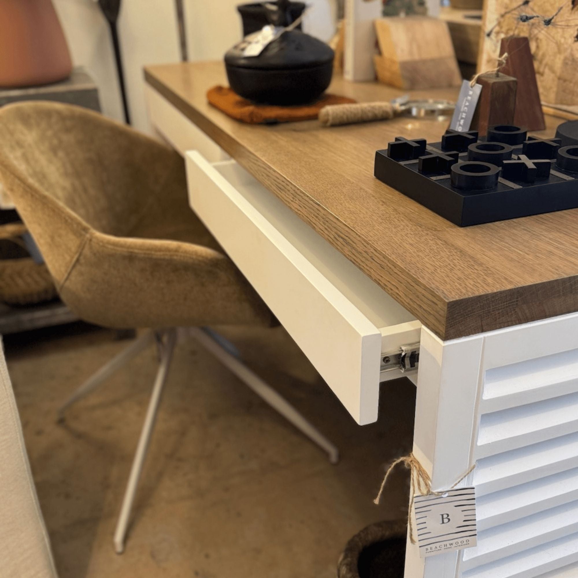 Louvred Desk L1500mm with 2 Drawers Office & Storage Furniture Beachwood Designs