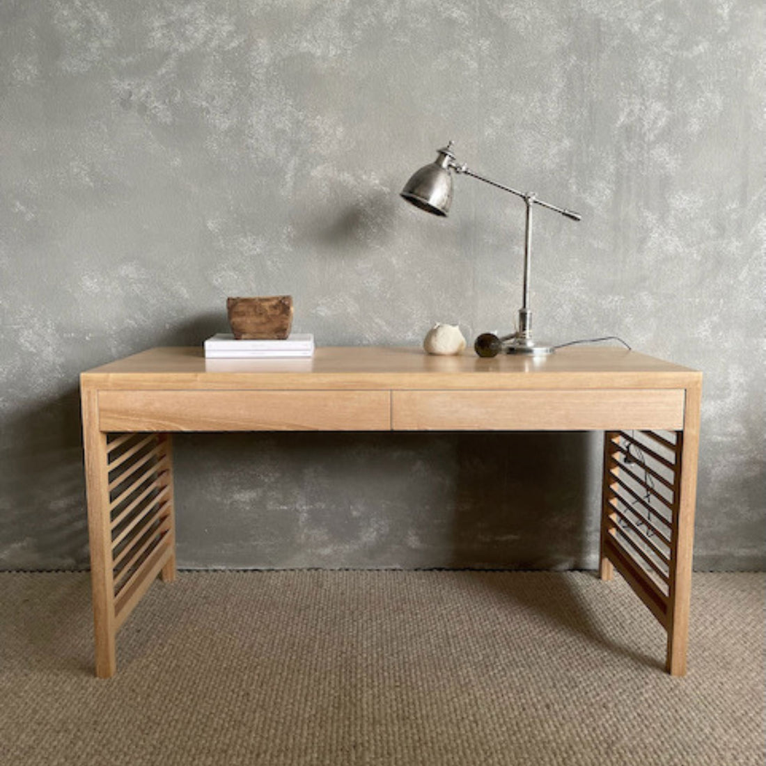 Louvred Desk L1500mm with 2 Drawers Office & Storage Furniture Beachwood Designs