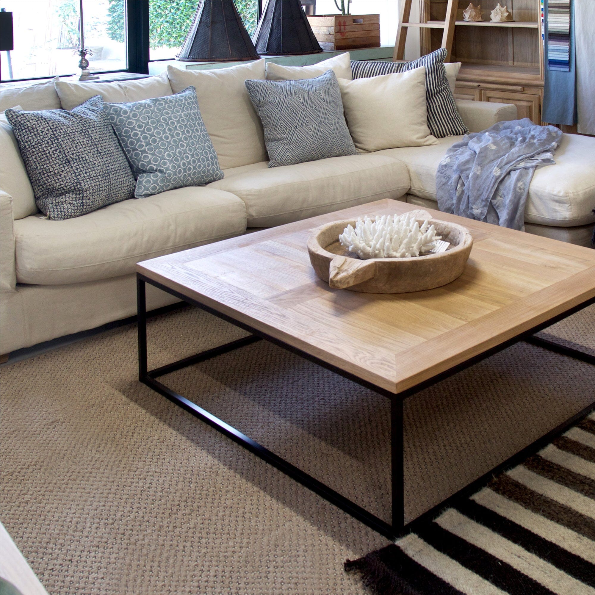 Manhattan Square Coffee Table - Weathered American Oak Living Furniture Beachwood Designs