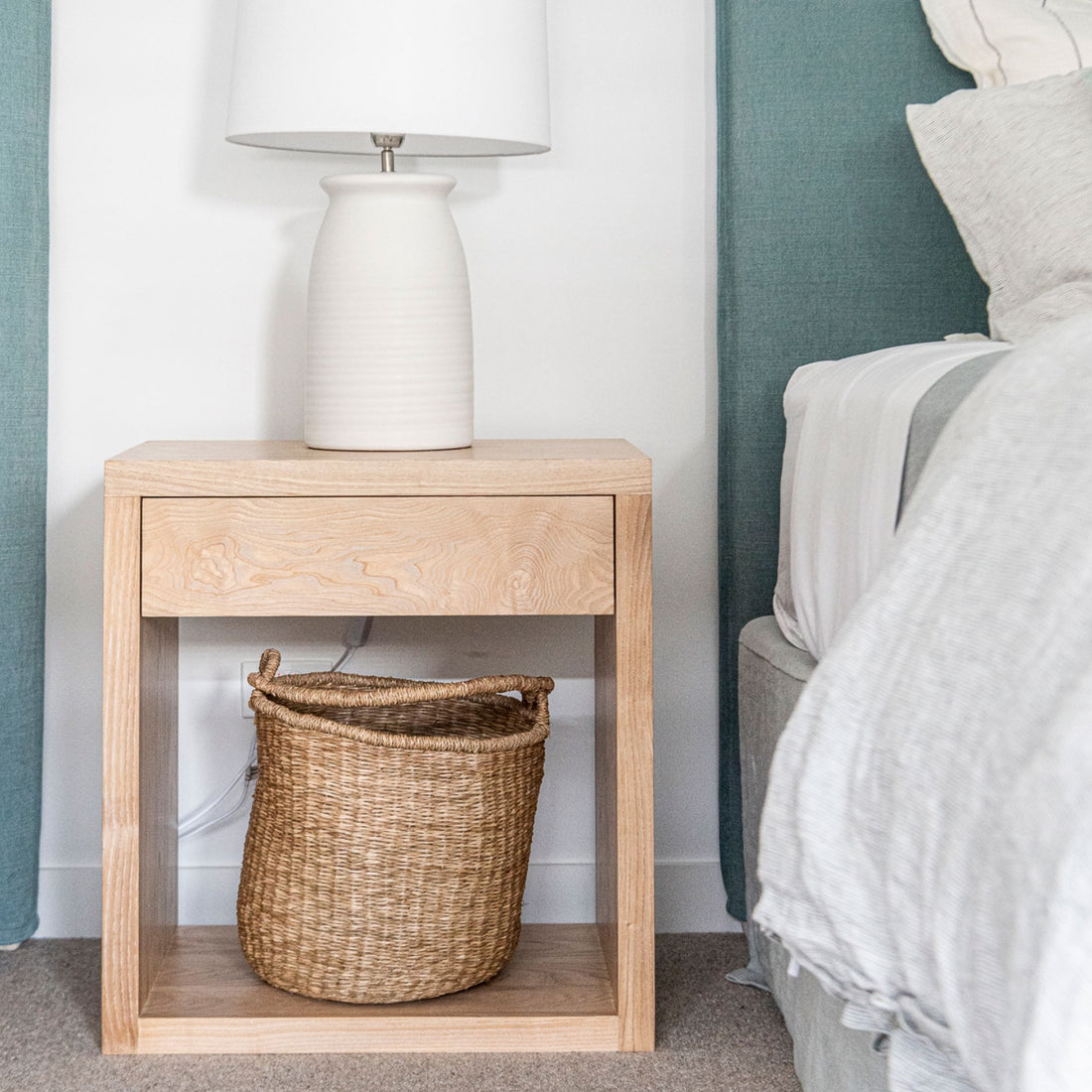 Modern Bedside L600mm - 1 Drawer Bedroom Furniture Beachwood Designs
