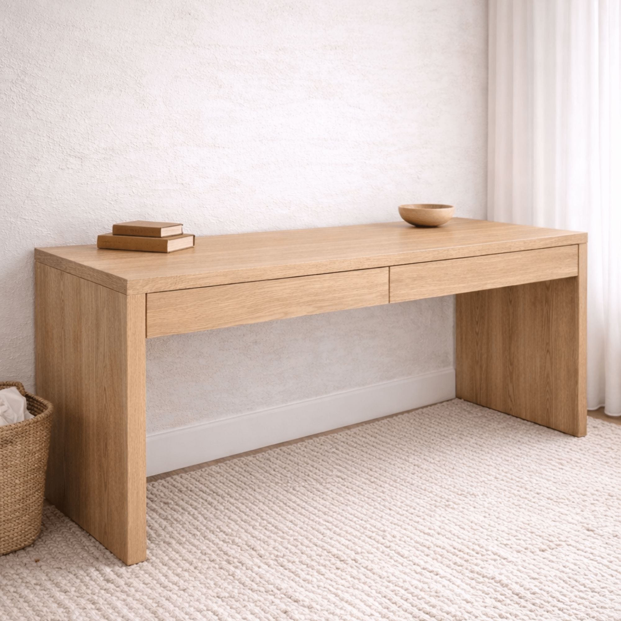 Modern Desk with 2 Drawers L1700mm Office & Storage Furniture Beachwood Designs Limed Ash