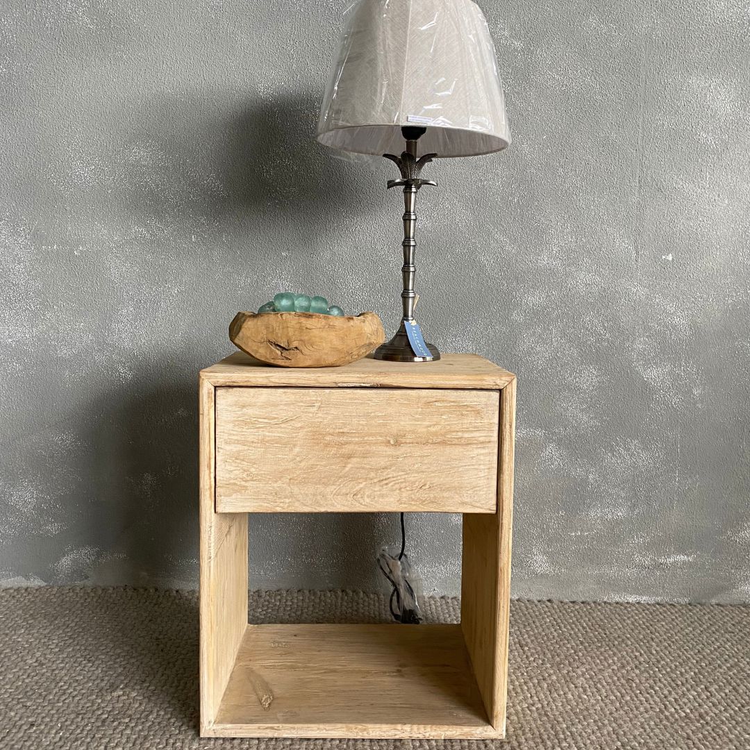 Modern Elm Bedside 500L - 1 Drawer Bedroom Furniture Beachwood Designs