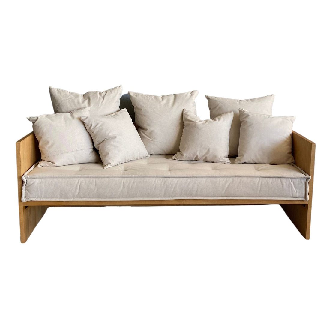 Modern Oak Daybed Living Furniture Beachwood Designs Salt &amp; Pepper Linen Cotton 