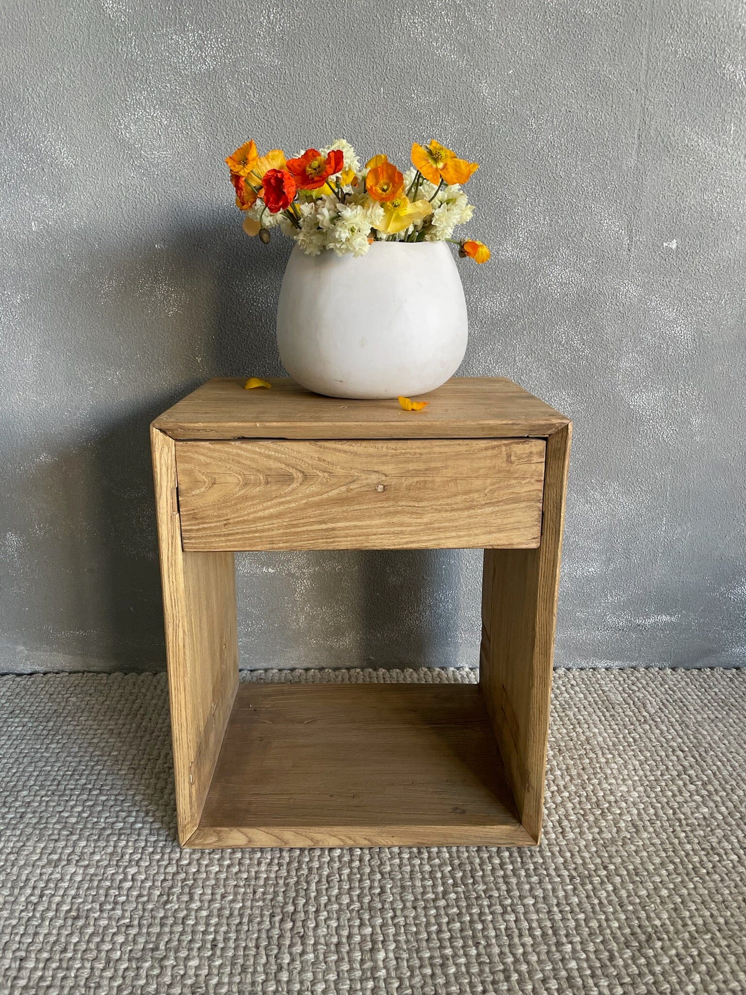 Modern Recessed Elm Bedside L500mm Living Furniture Beachwood Designs