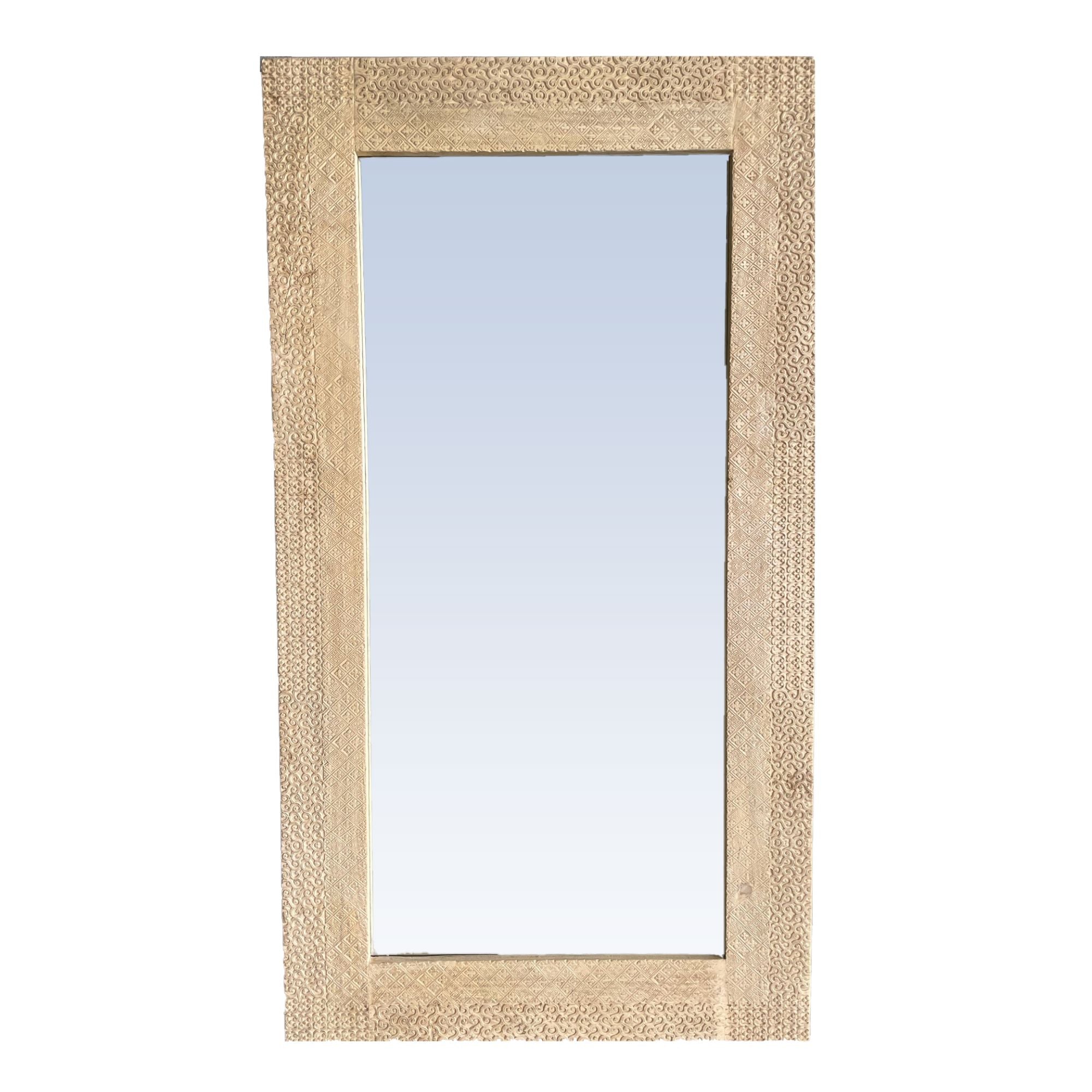 Natural Elm Carved Mirror - 2000H x 1100W Homewares Beachwood Designs