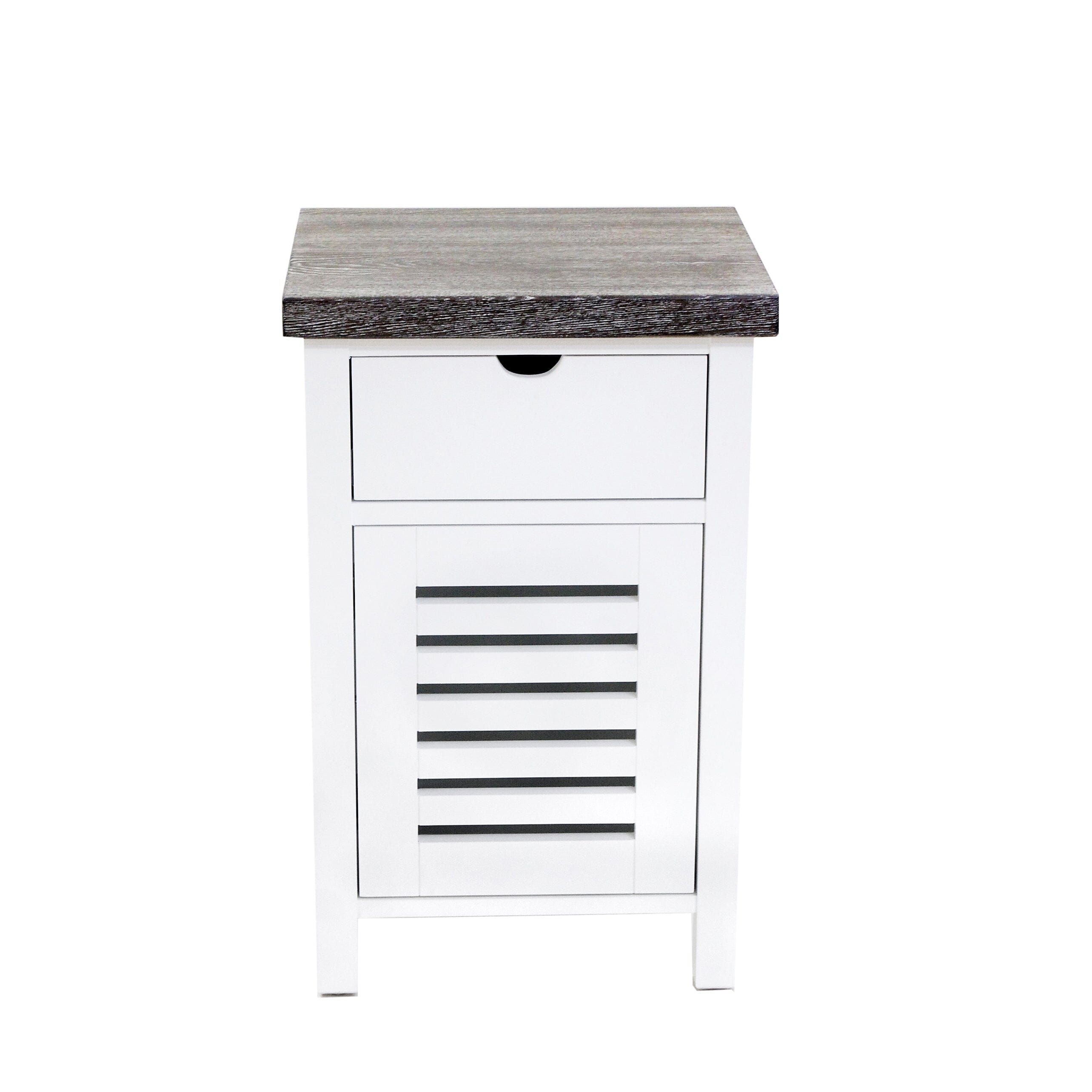 Newport Bedside L450mm - 1 Drawer Bedroom Furniture Beachwood Designs White & Grey Limed