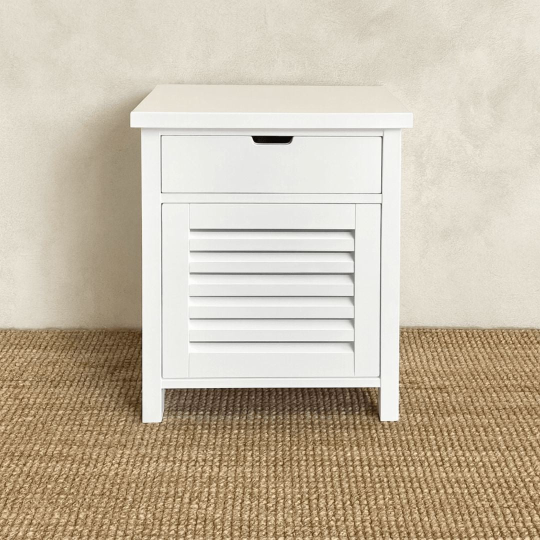 Newport Bedside L600mm - 1 Drawer Bedroom Furniture Beachwood Designs White