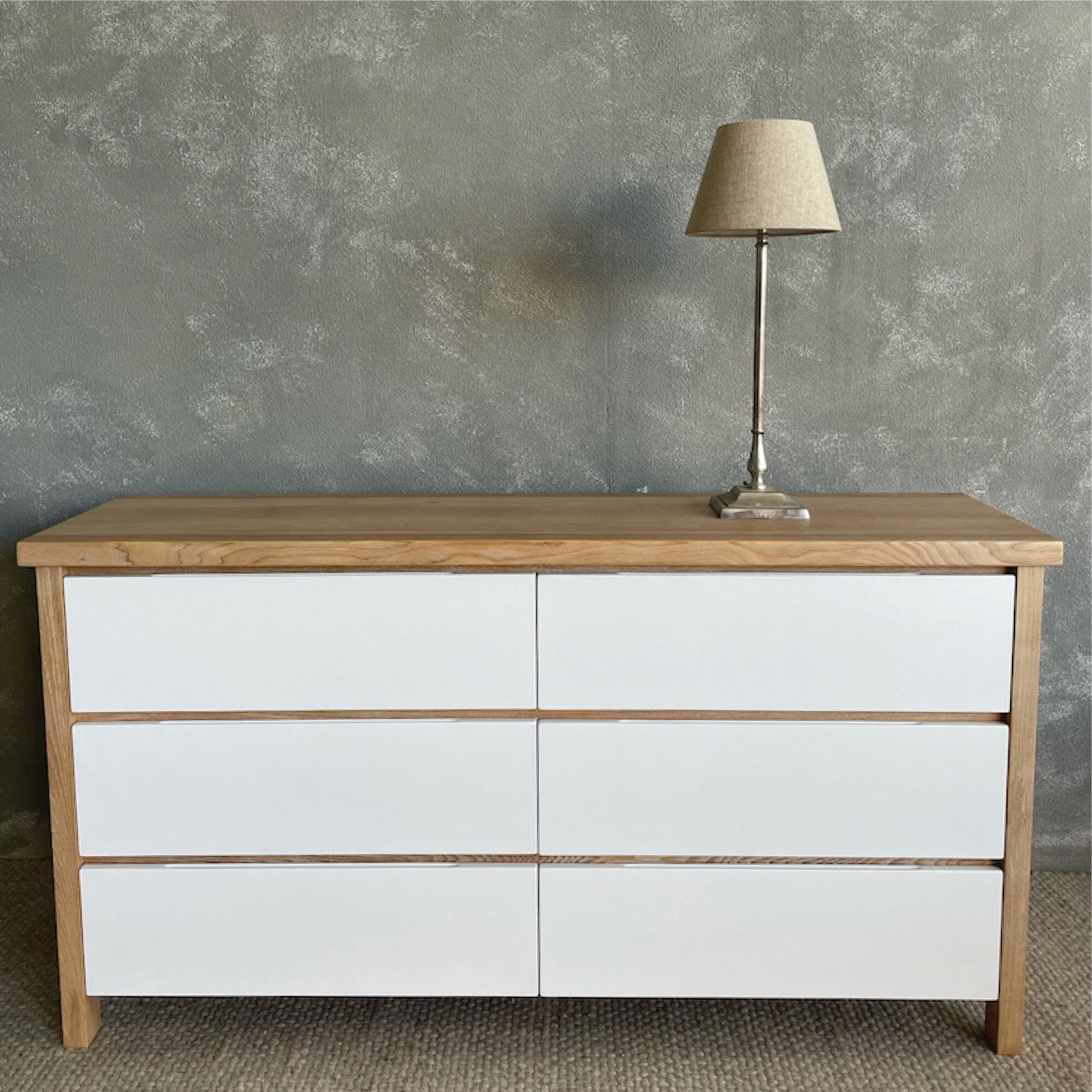 Newport Chest of Drawers L1600mm Bedroom Furniture Beachwood Designs White Drs & Limed Ash Top