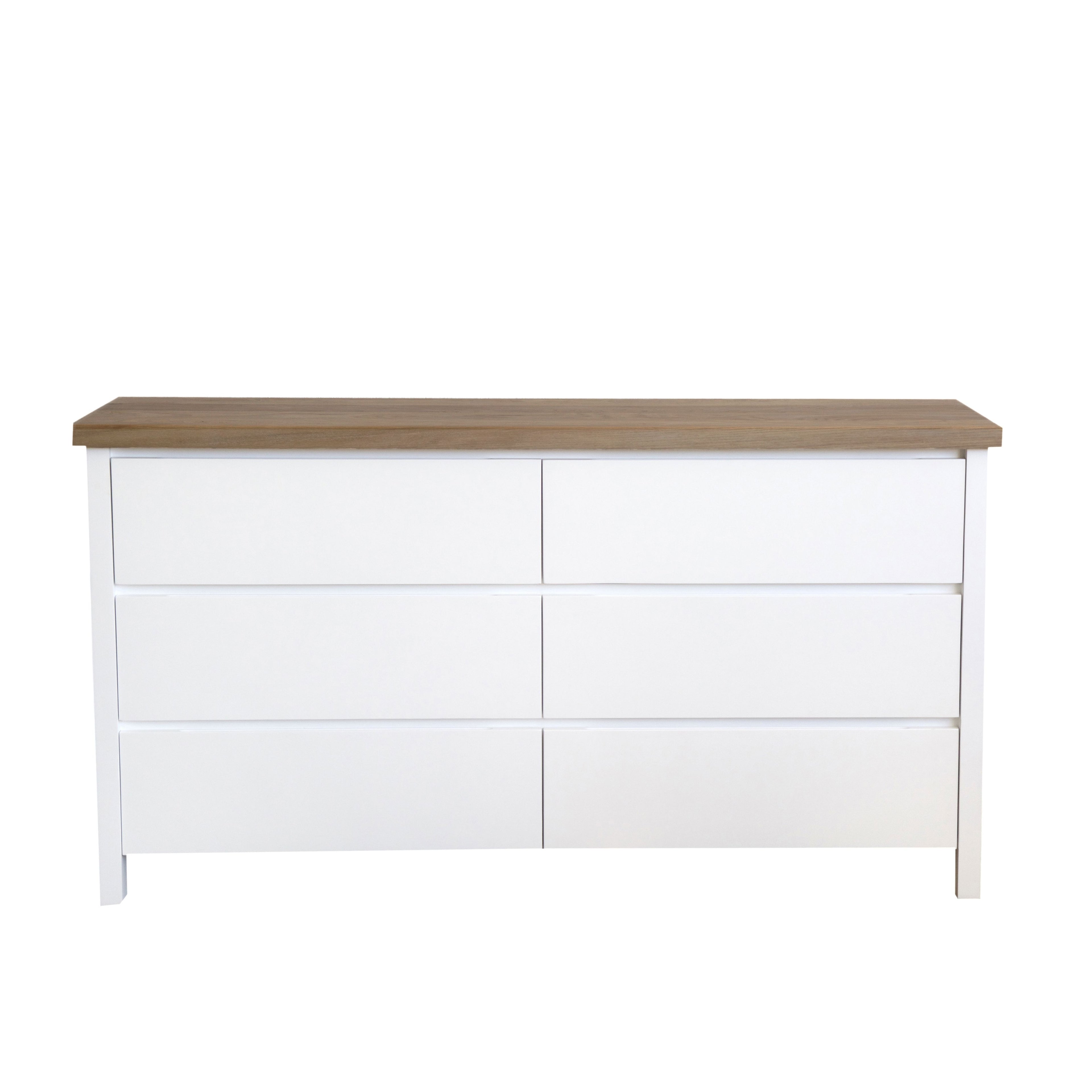 Newport Chest of Drawers L1600mm Bedroom Furniture Beachwood Designs White & Weathered Oak