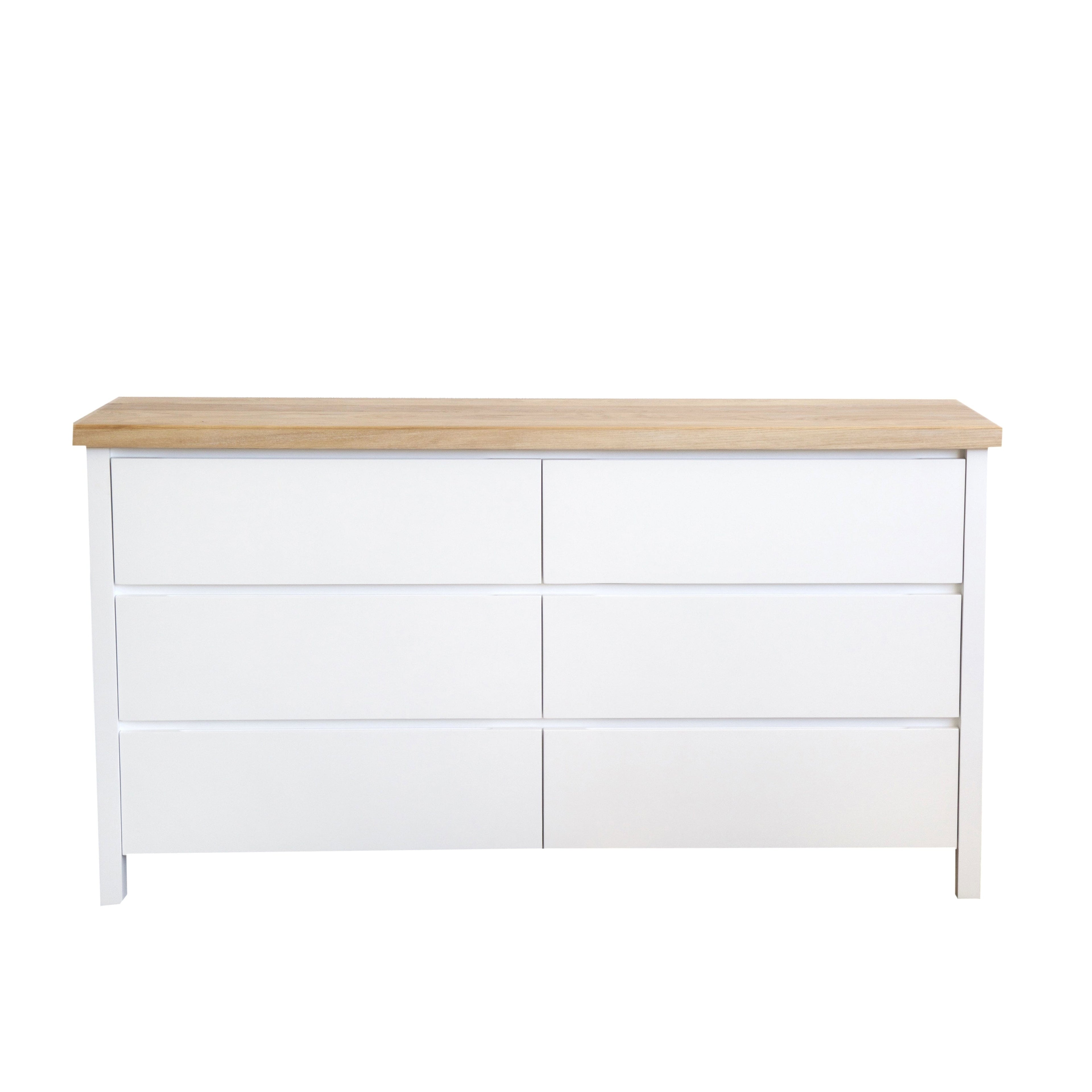 Newport Chest of Drawers L1800mm Bedroom Furniture Beachwood Designs White & Limed Ash