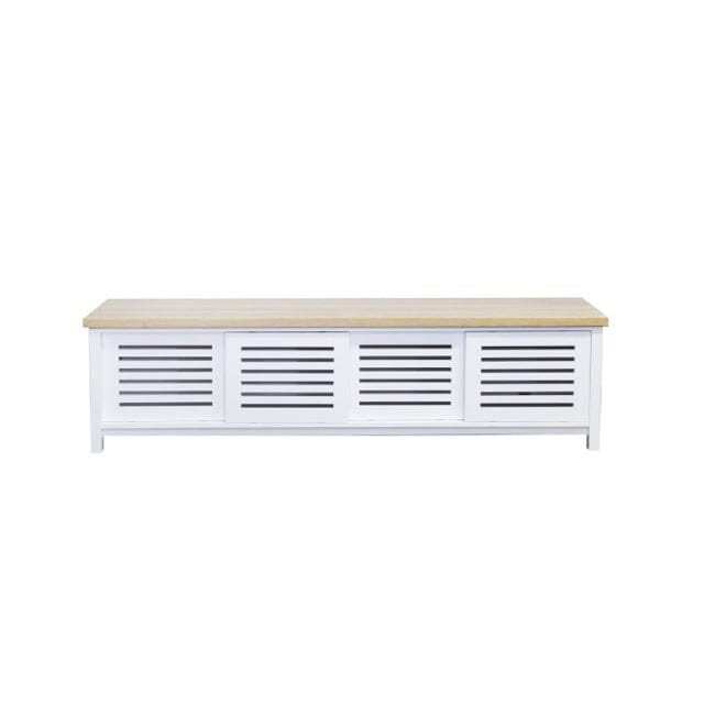 Newport Media Unit L2000mm Living Furniture Beachwood Designs White & Limed Ash