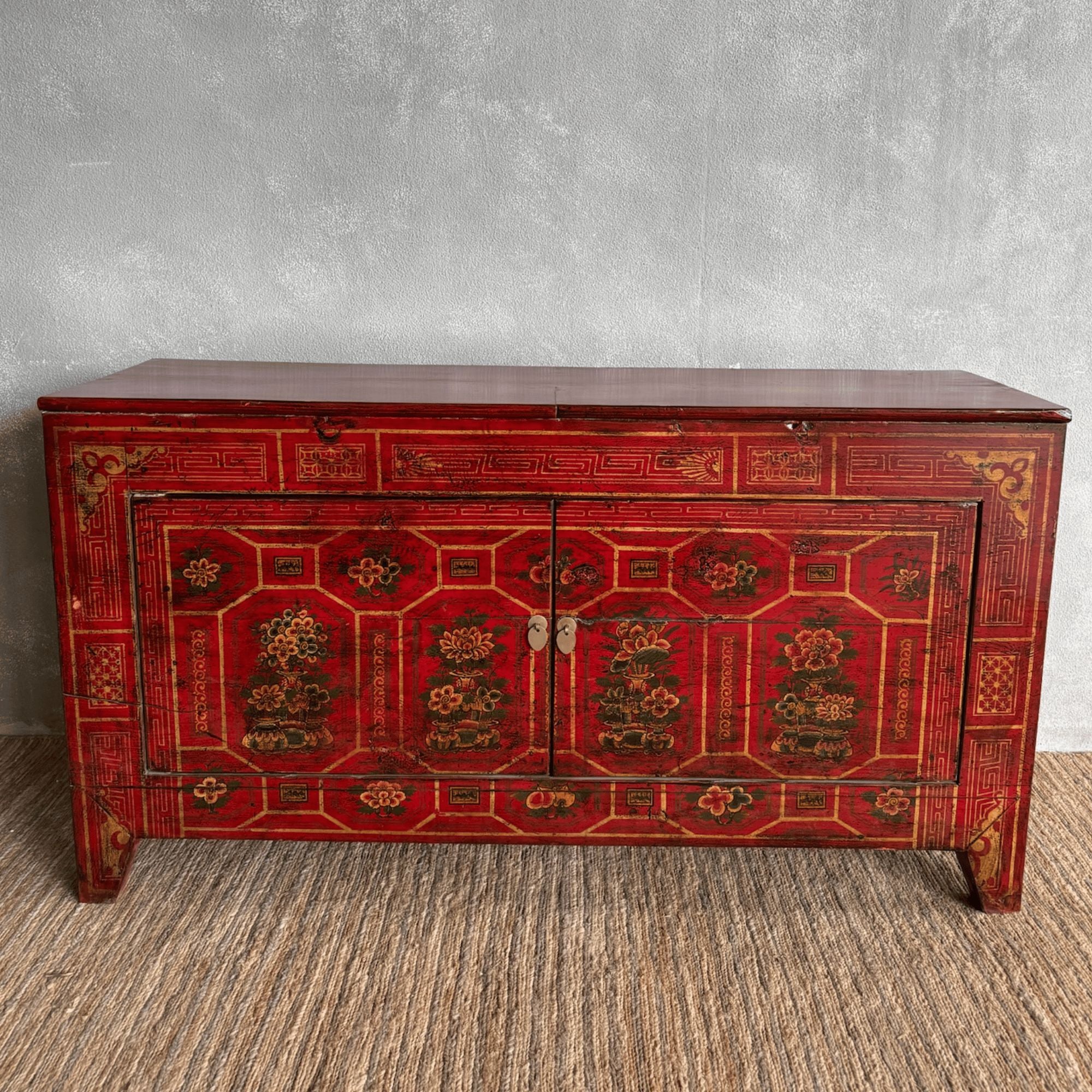 One-Off Elm Antique Red Sideboard L1530mm Living Furniture Beachwood Designs