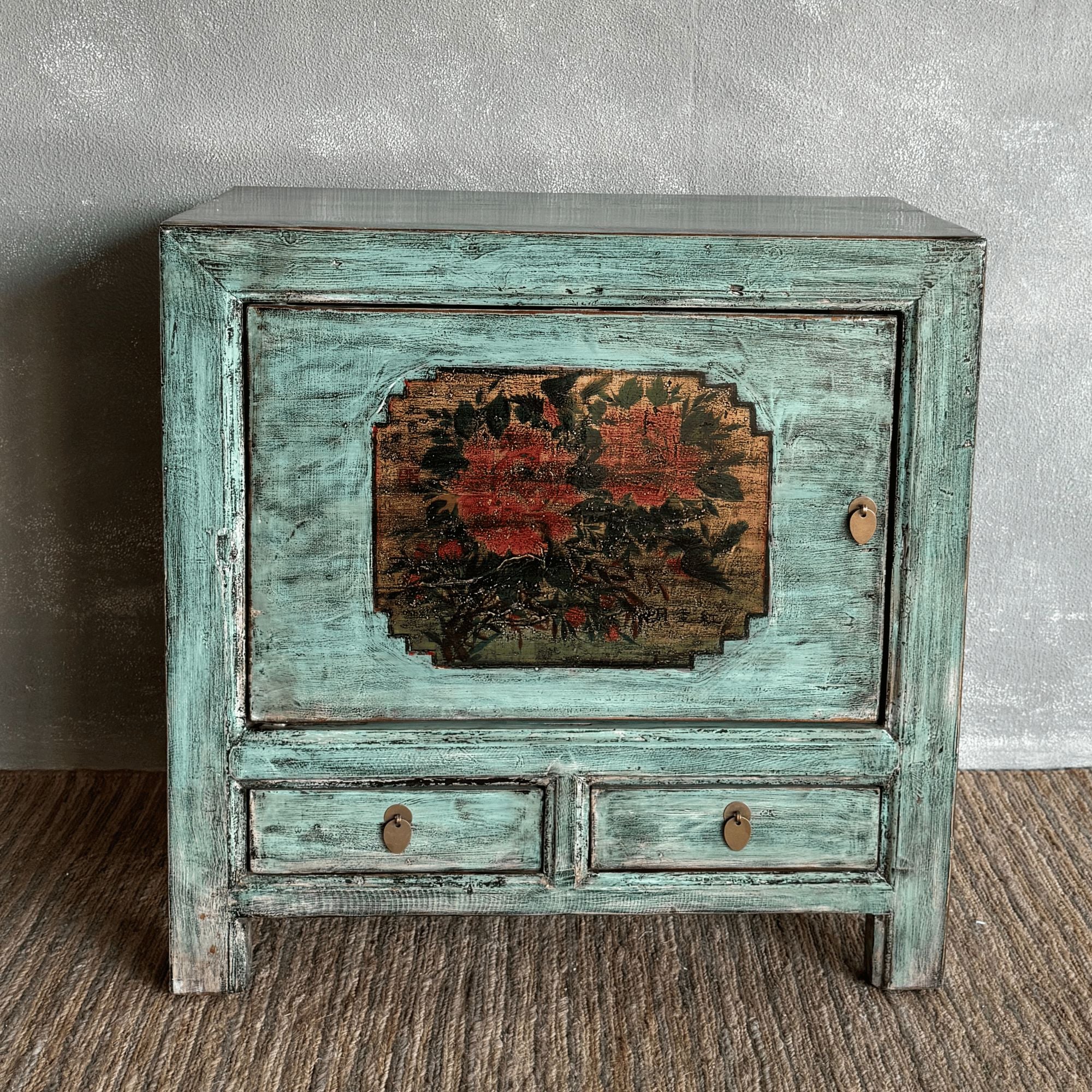 One-Off Elm Blue Distressed Sideboard L850mm Living Furniture Beachwood Designs