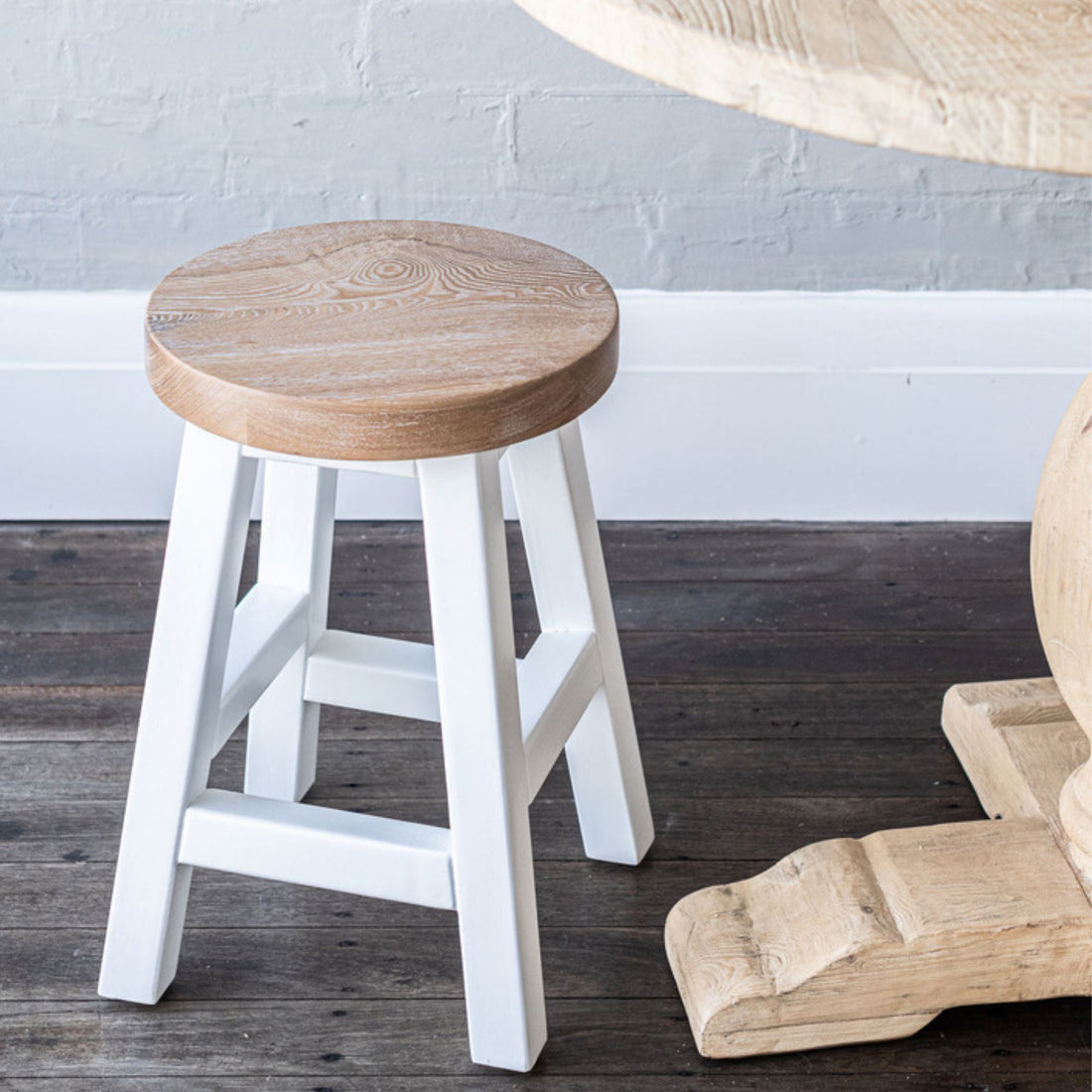 Pacific Stool - White &amp; Limed Ash Dining Furniture Beachwood Designs 
