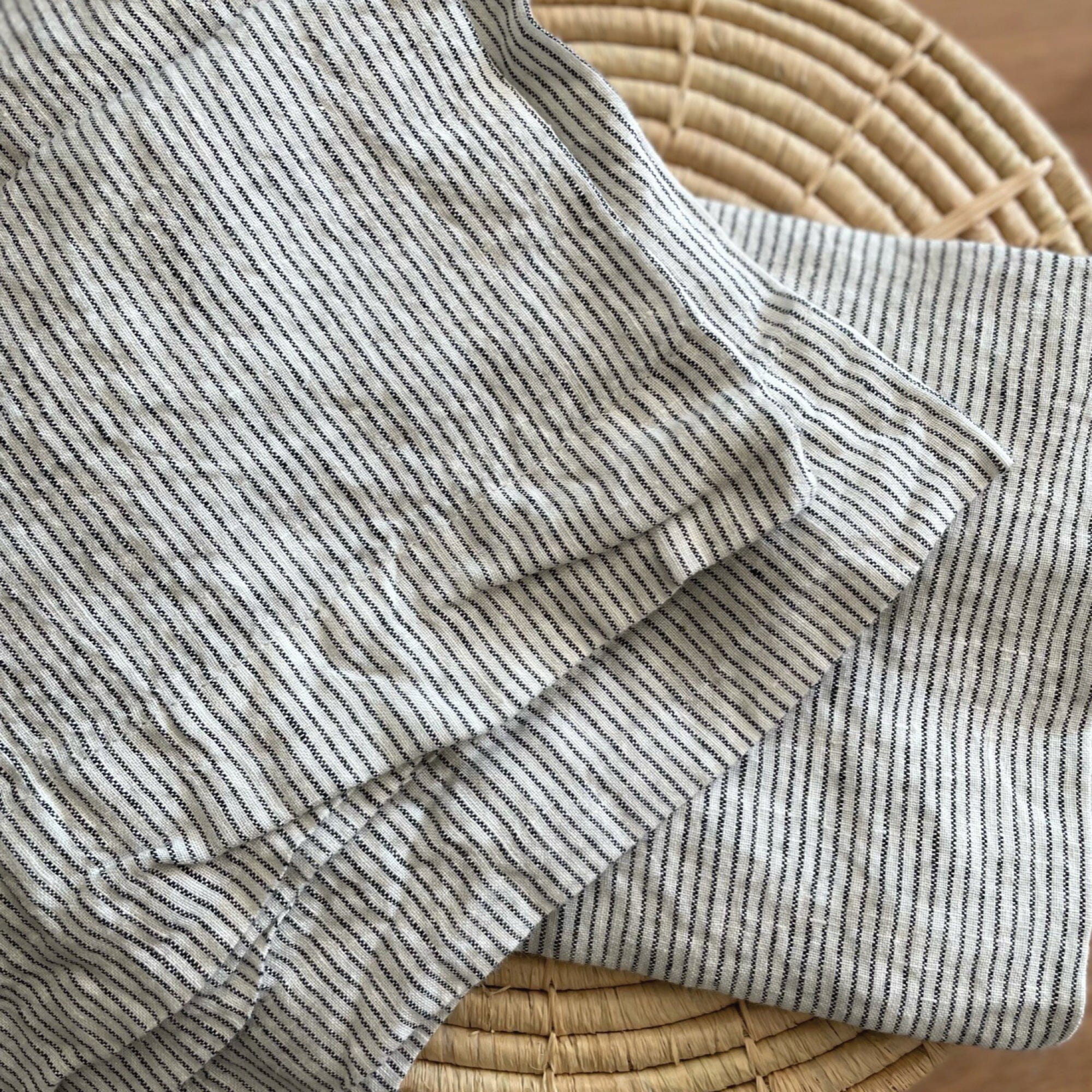 Pinstripe Linen Napkins (Set of 12) Homewares Beachwood Designs