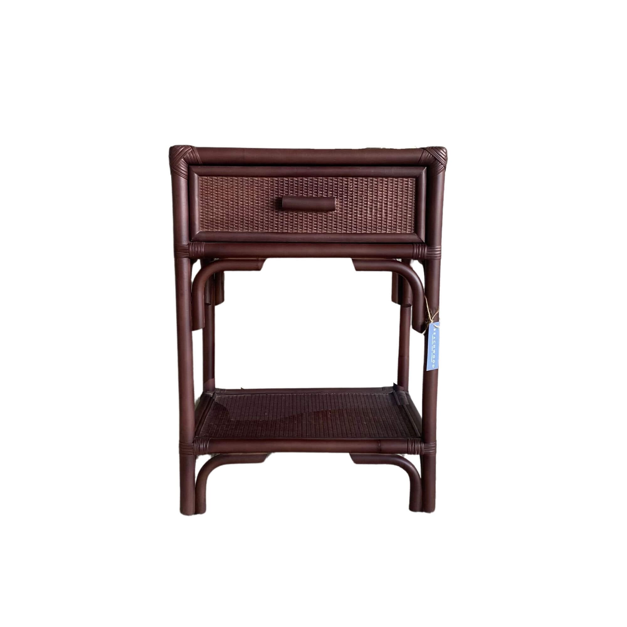 Rattan Walnut Bedside L500mm - 1 Drawer Bedroom Furniture Beachwood Designs