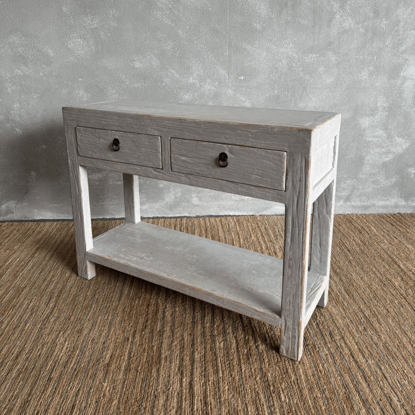 Reclaimed Elm Console L1000mm - Light Grey Living Furniture Beachwood Designs