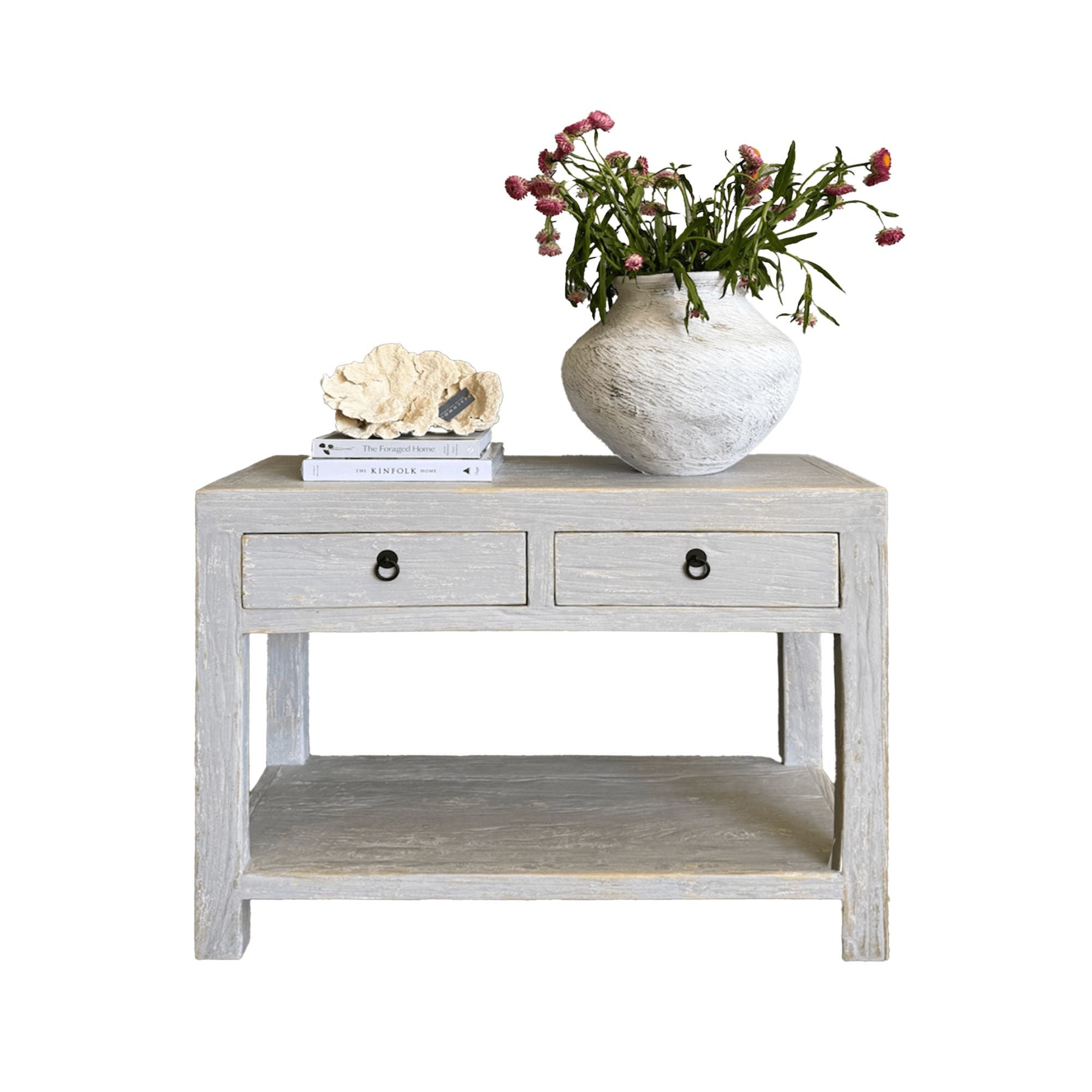 Reclaimed Elm Console L1000mm - Light Grey Living Furniture Beachwood Designs