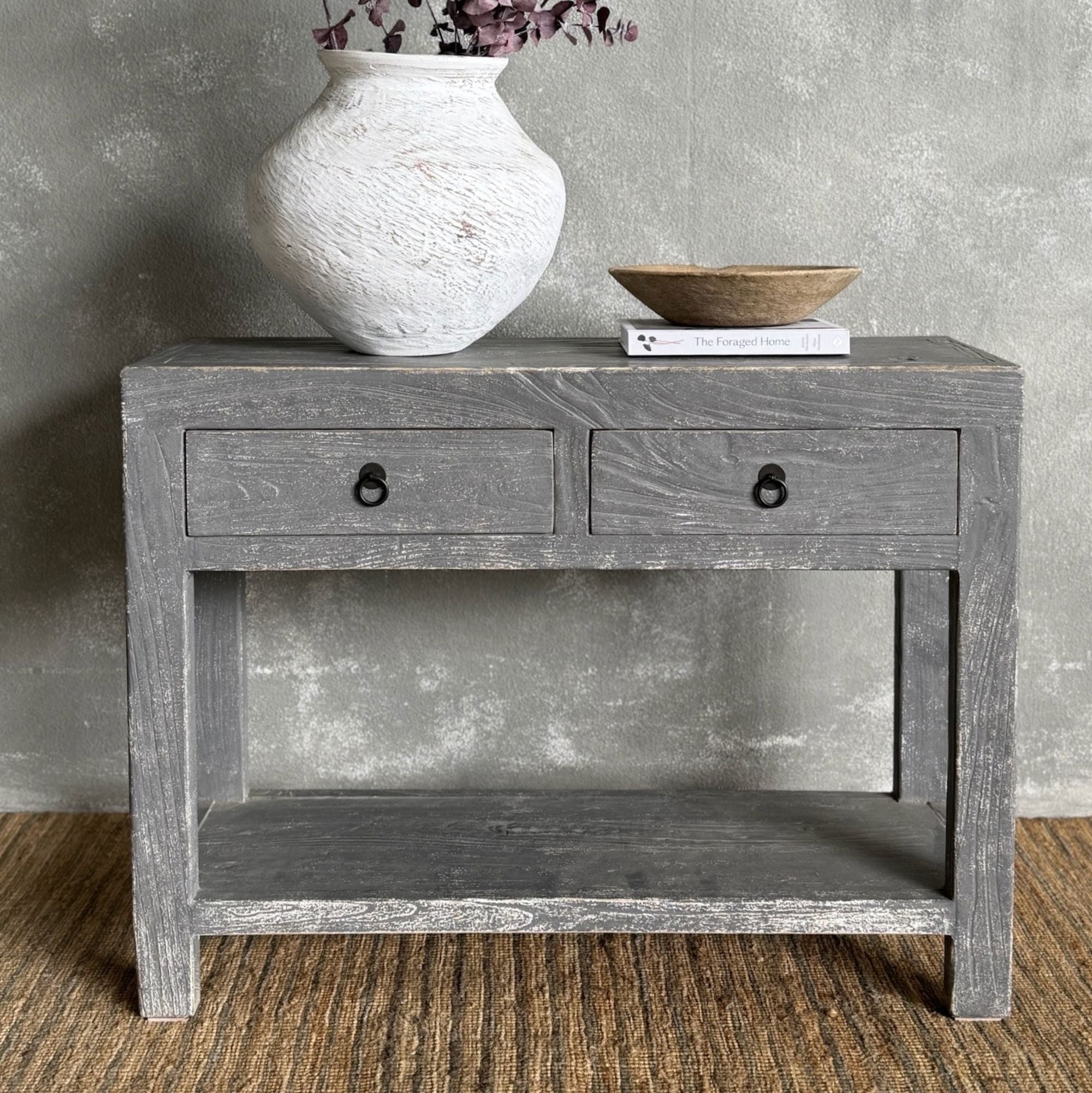 Reclaimed Elm Console L1000mm Living Furniture Beachwood Designs Painted Grey Elm
