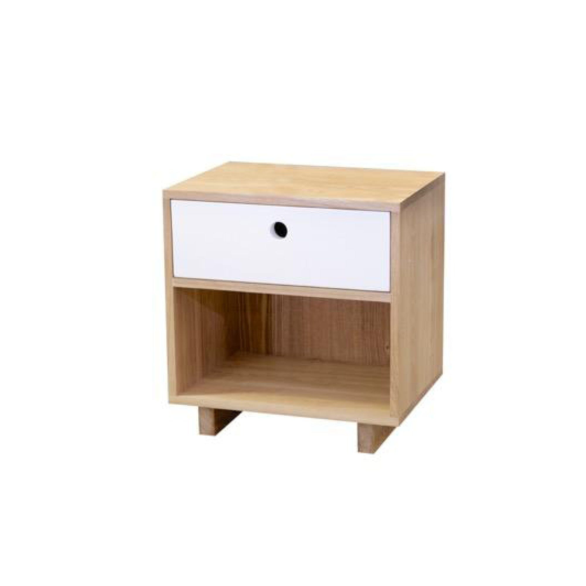 Romo Bedside L550mm Bedroom Furniture Beachwood Designs Limed Ash Frame White Drwrs