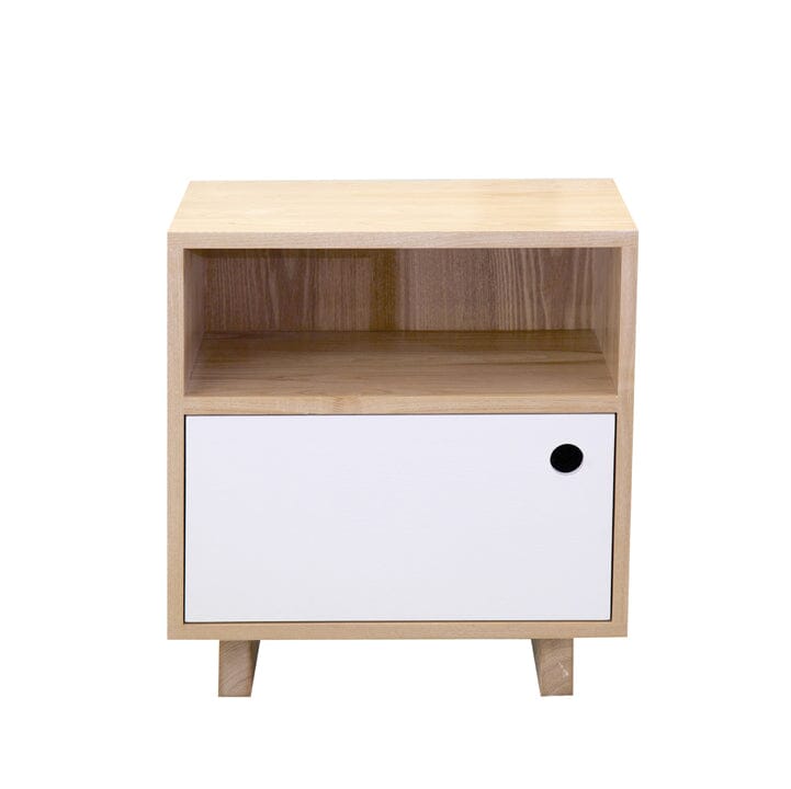 Romo Bedside L550mm Bedroom Furniture Beachwood Designs Limed Ash Frame White Drwrs Drs