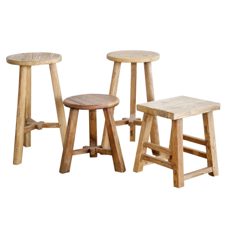 Round Elm Bar Stool Dining Furniture Beachwood Designs