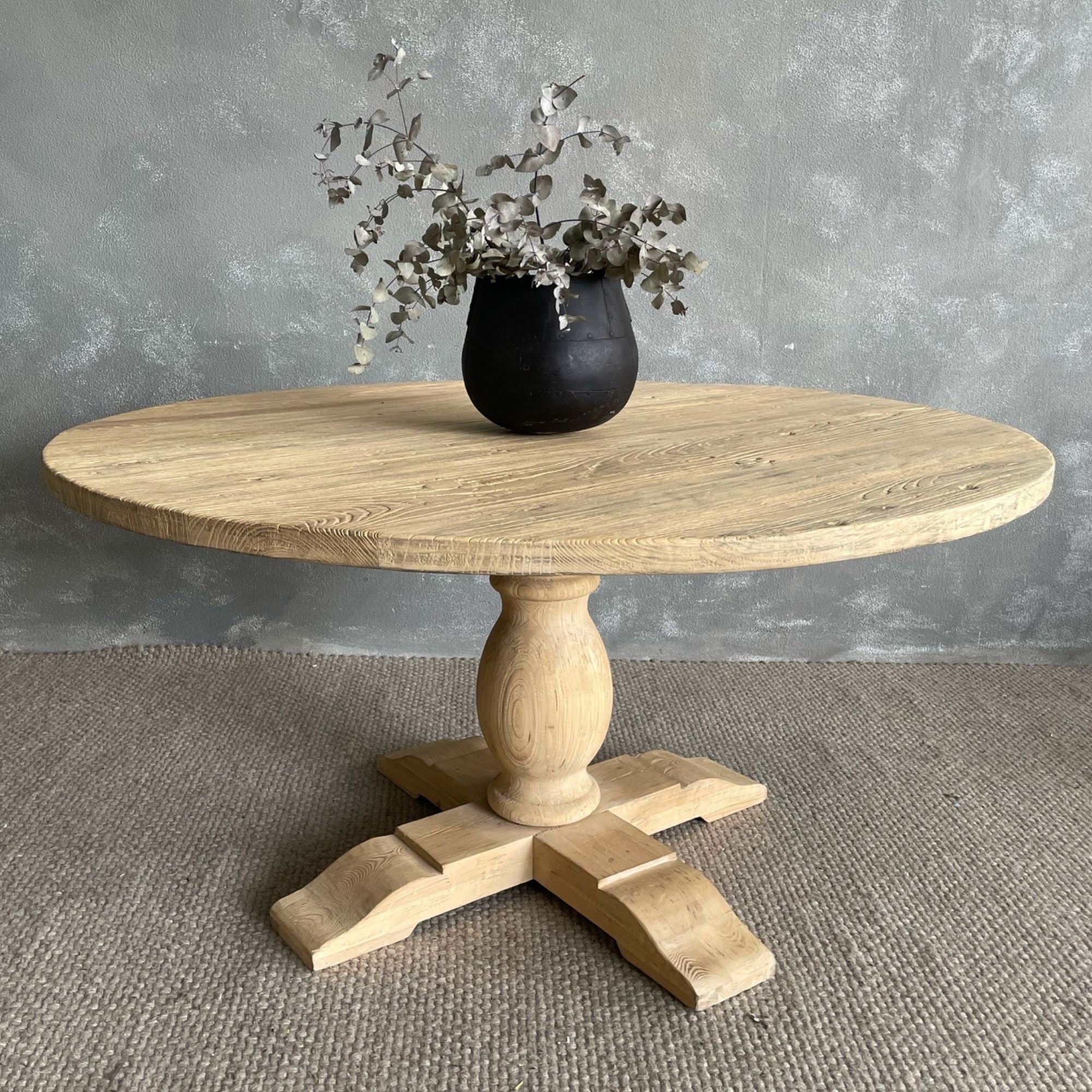 Round Elm Pedestal Dining Table D1200mm - Natural Dining Furniture Beachwood Designs