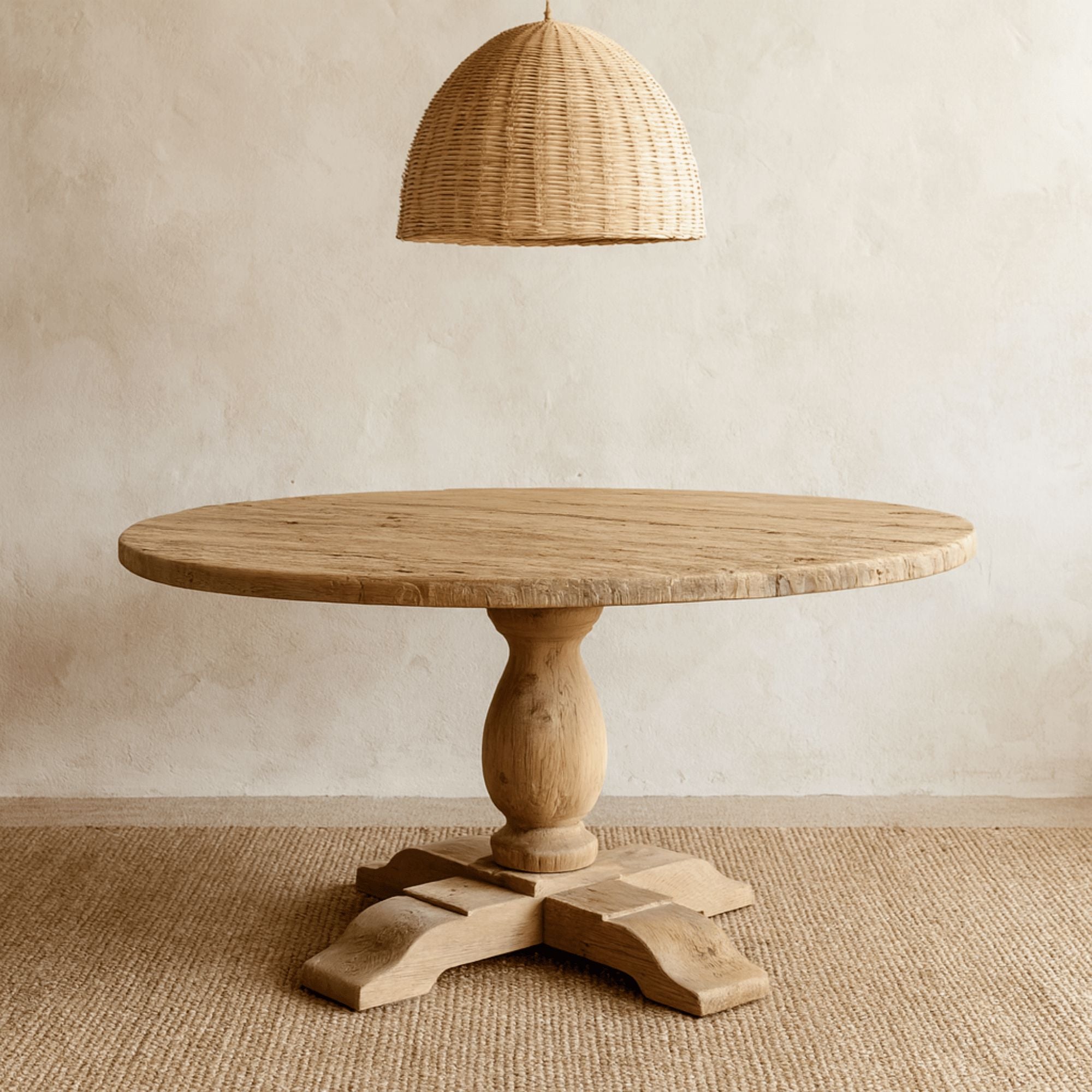 Round Elm Pedestal Dining Table D1200mm - Natural Dining Furniture Beachwood Designs