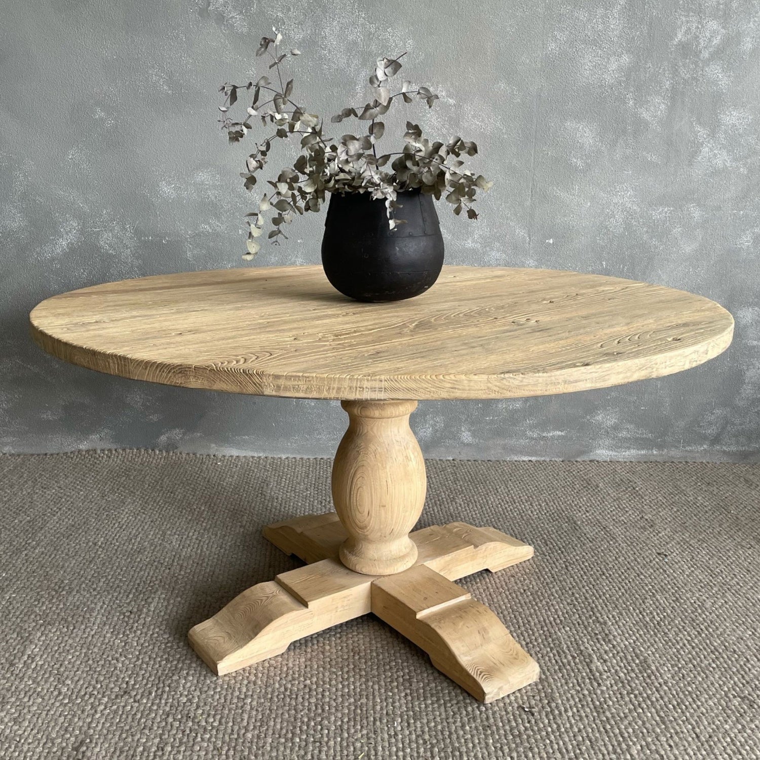 Round Elm Pedestal Dining Table D1500mm - Natural Dining Furniture Beachwood Designs