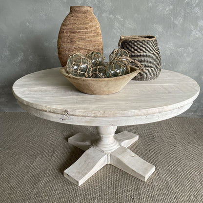 Round Elm Pedestal Dining Table D1500mm - White Dining Furniture Beachwood Designs 