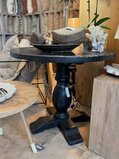 Round Elm Pedestal Dining Table D900mm - Black Dining Furniture Beachwood Designs