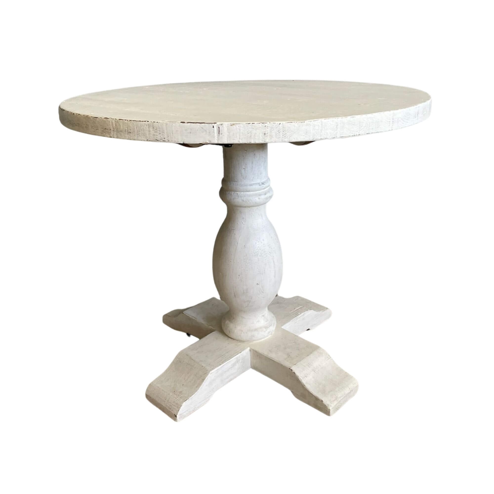 Round Elm Pedestal Dining Table D900mm - White Dining Furniture Beachwood Designs