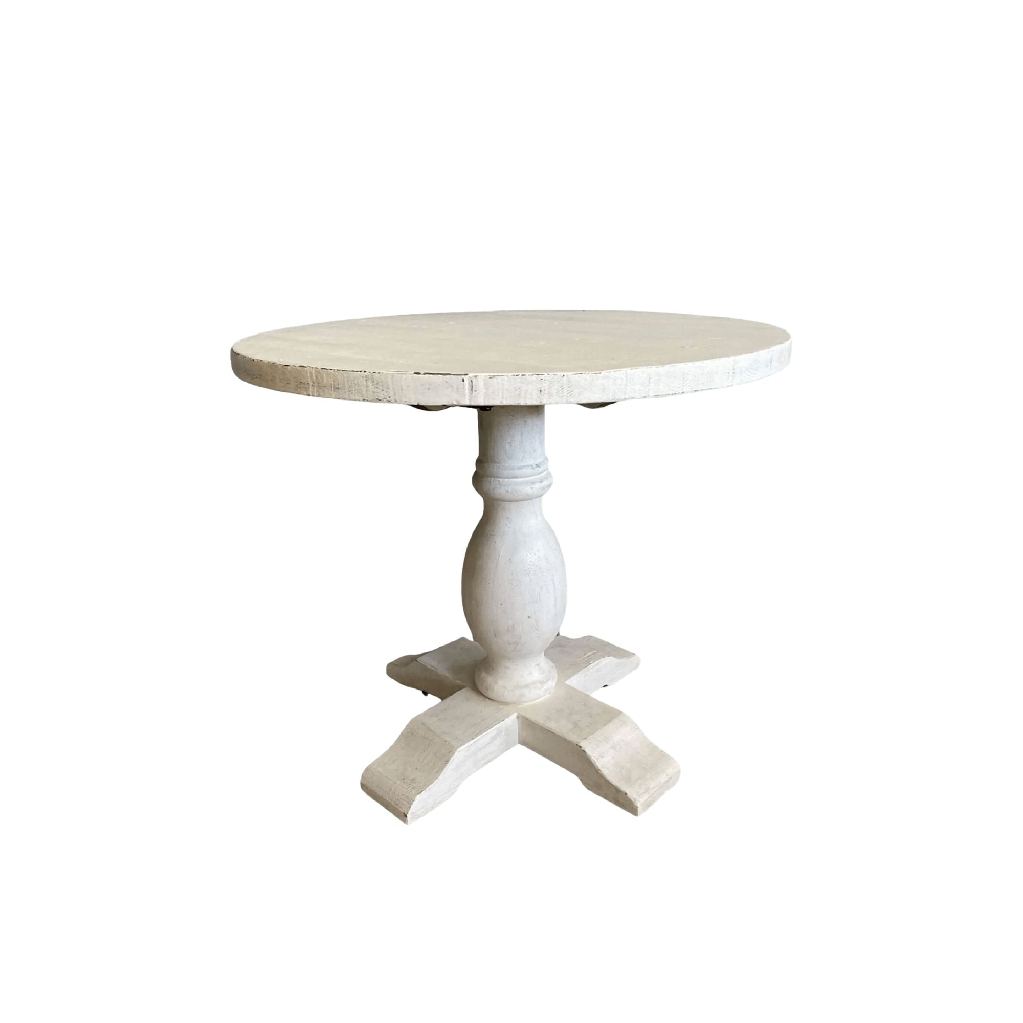 Round Elm Pedestal Dining Table D900mm - White Dining Furniture Beachwood Designs