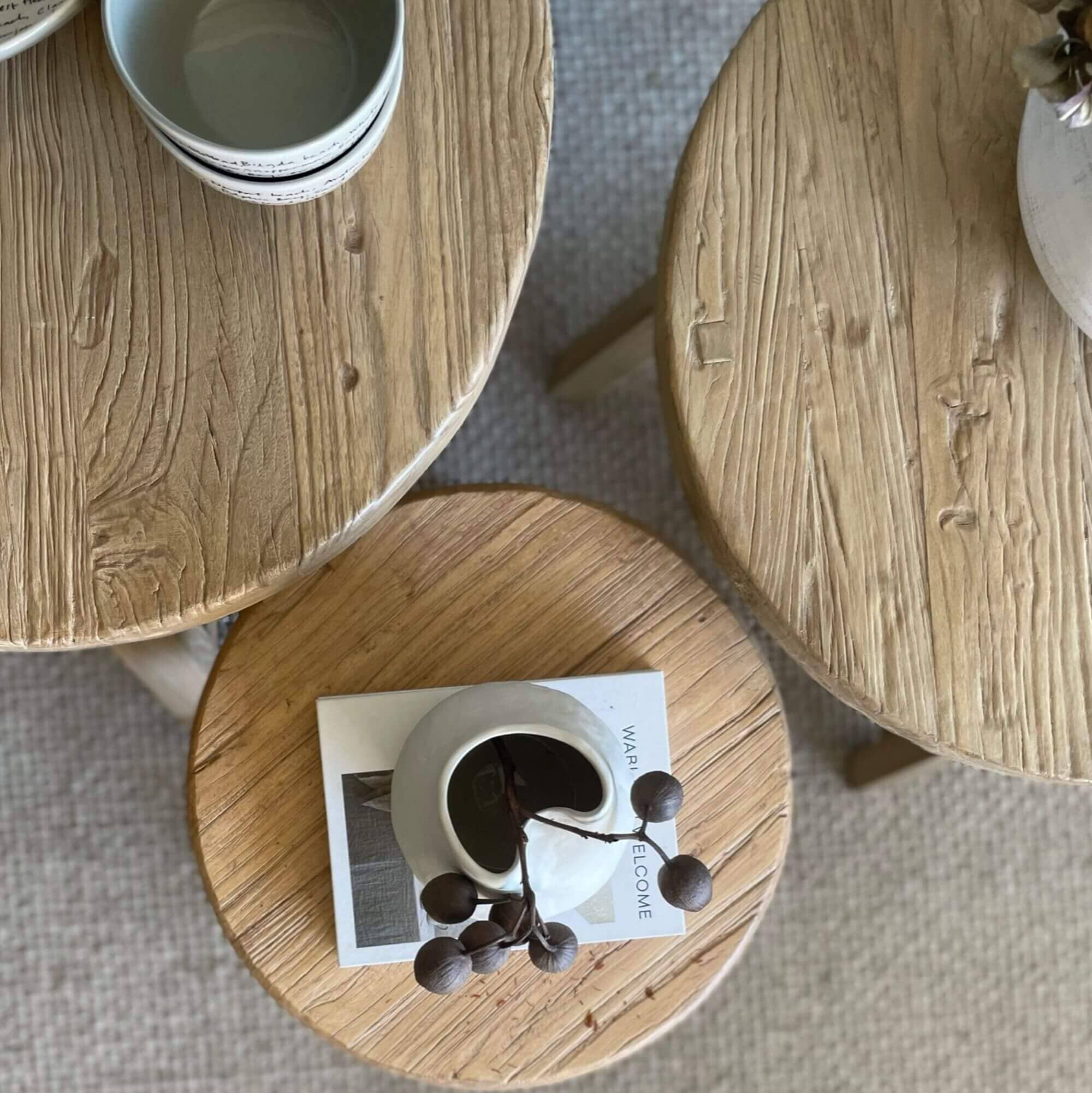 Round Elm Side Table - D600mm Living Furniture Beachwood Designs