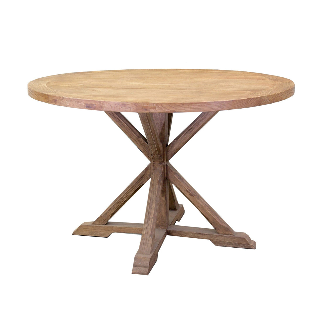 Round Elm X-Base Dining Table D1200mm - Natural Dining Furniture Beachwood Designs 