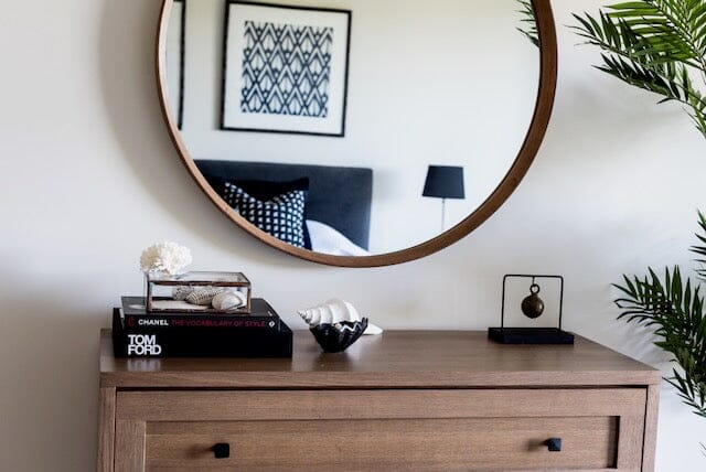 Round Hardwood Mirror 1000D - Walnut Homewares Beachwood Designs