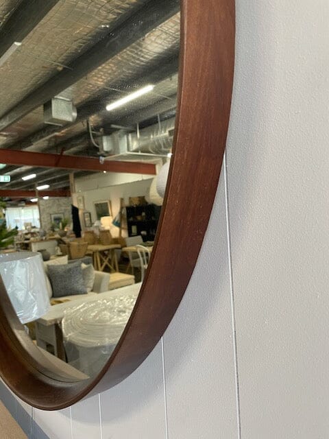 Round Hardwood Mirror 1000D - Walnut Homewares Beachwood Designs