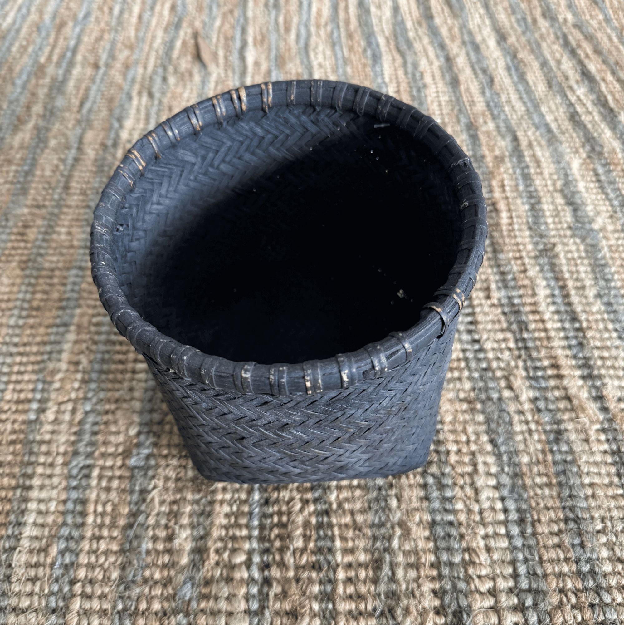 Small Dark Rattan Basket Homewares Beachwood Designs